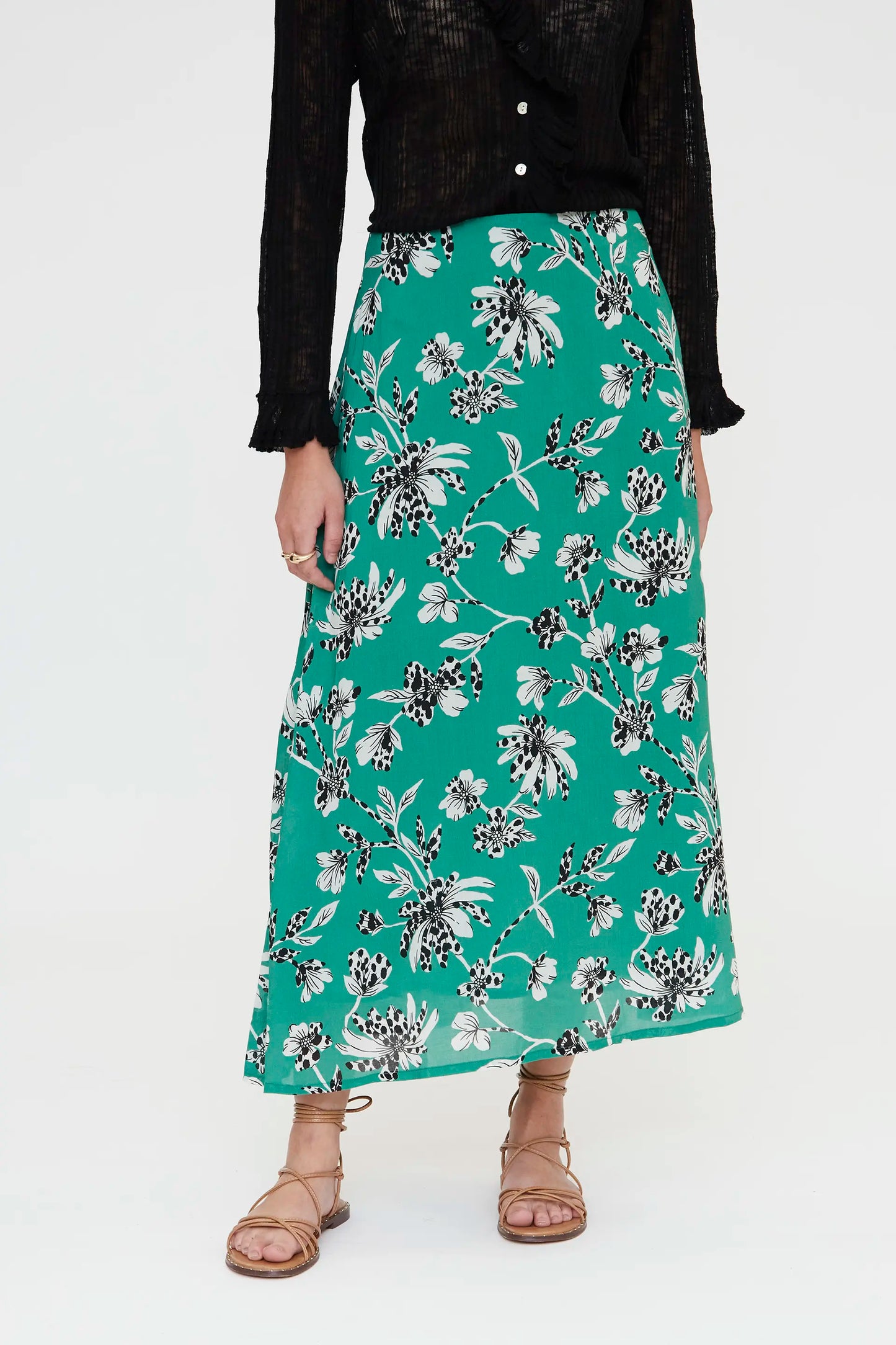 Gerbera print midi skirt