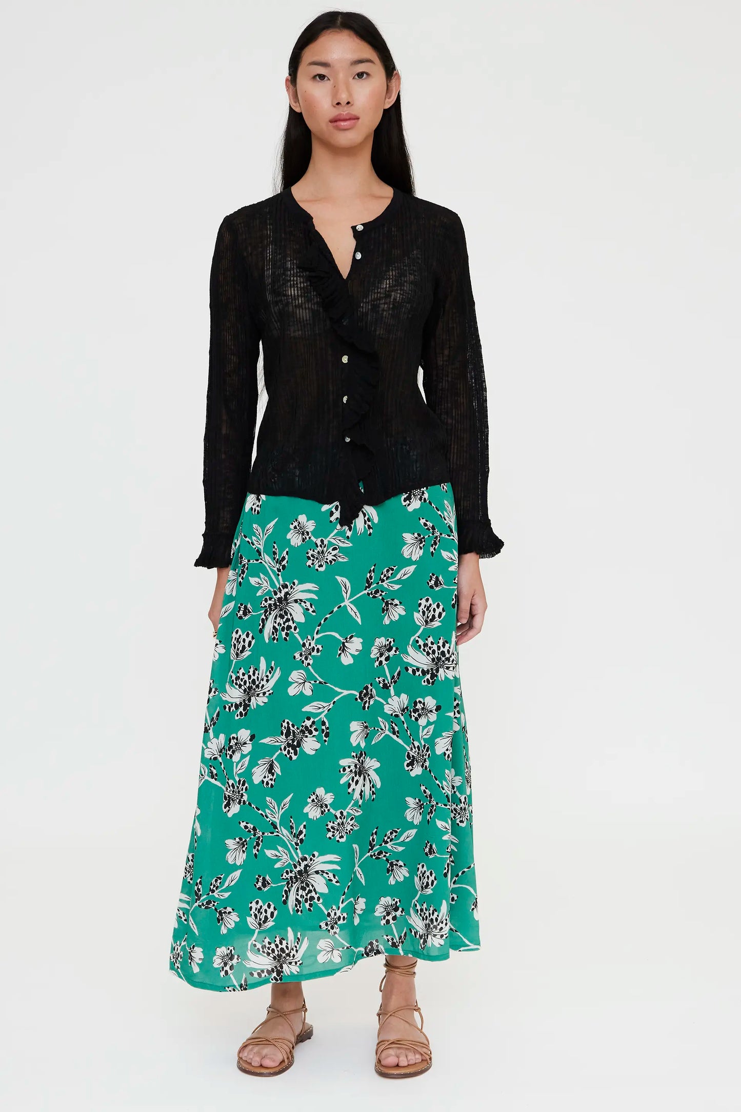 Gerbera print midi skirt