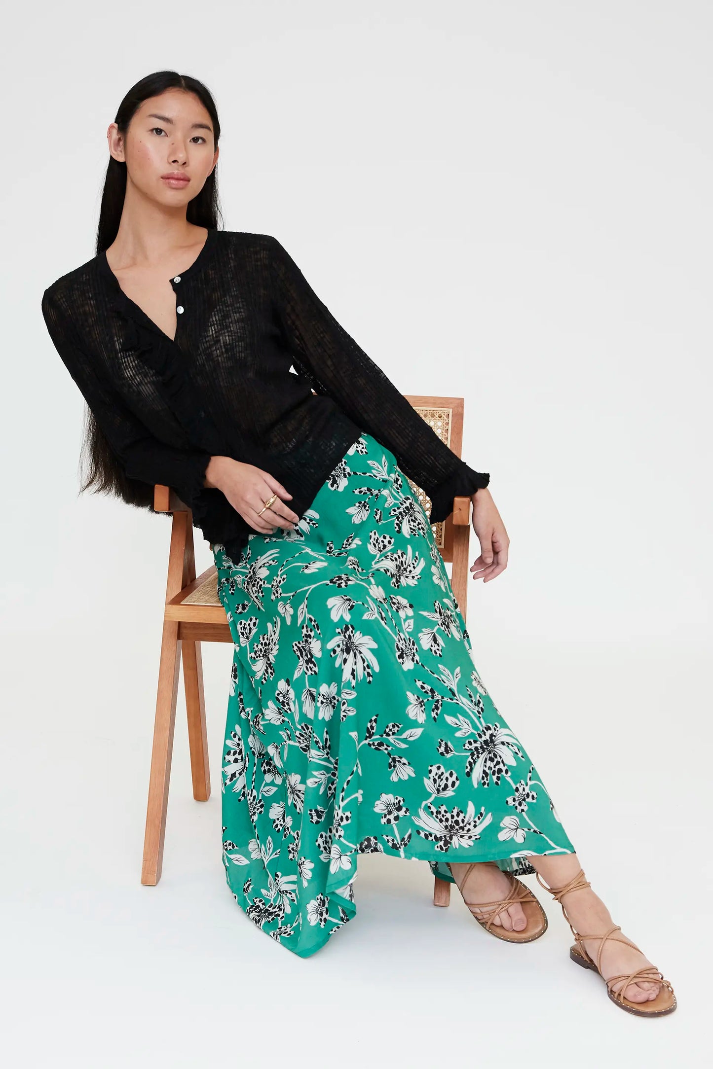 Gerbera print midi skirt