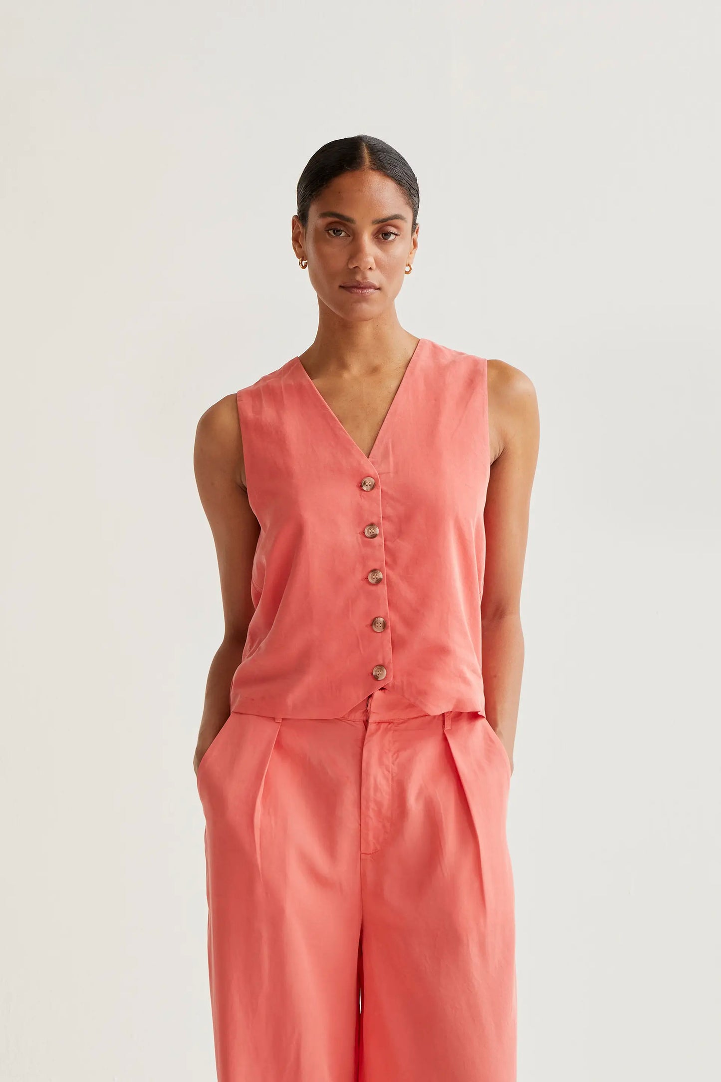 Coral V-neck vest
