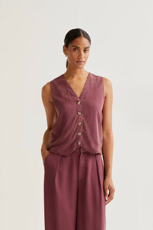 Brown V-neck vest