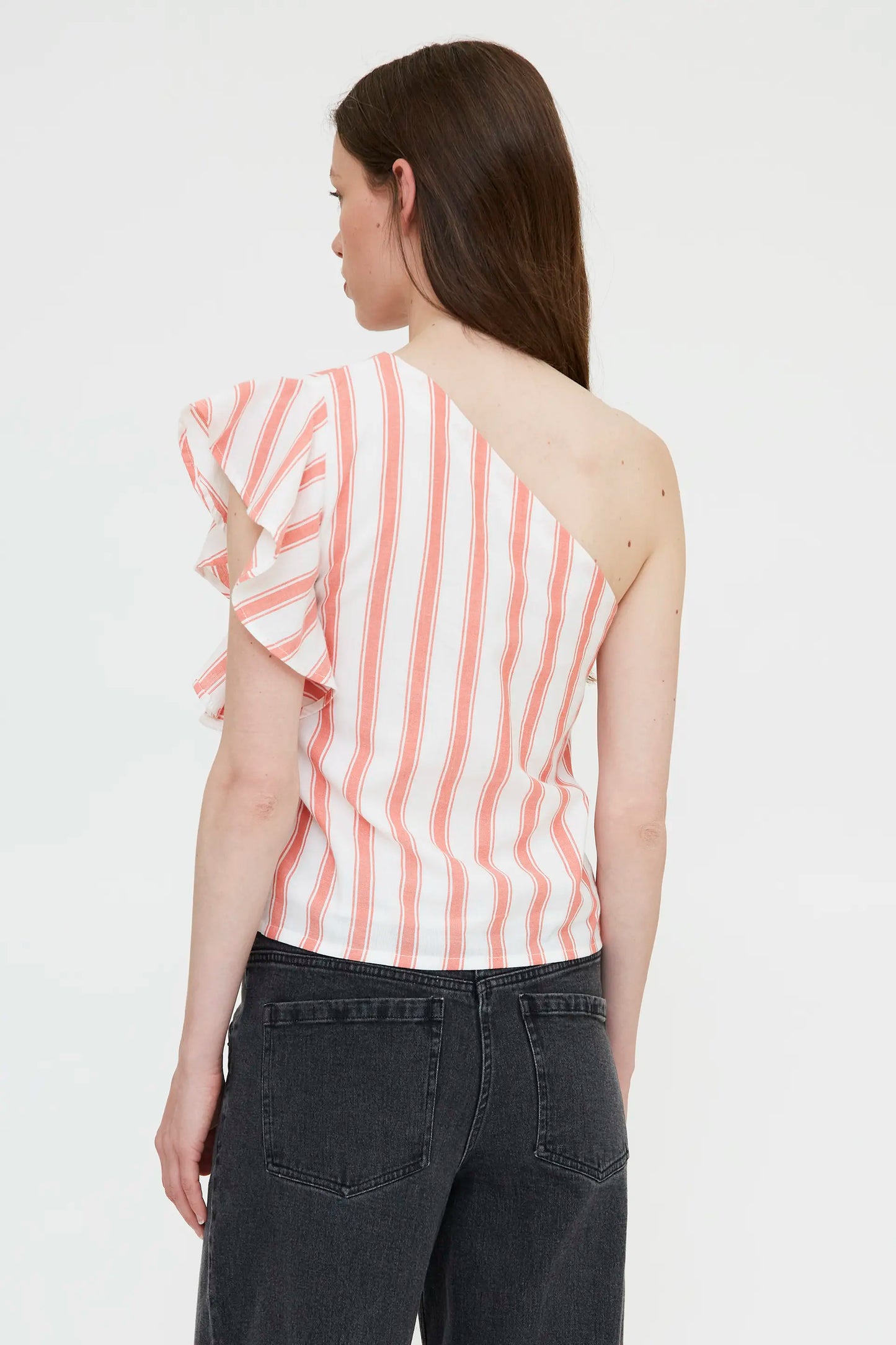 Asymmetrical top with Emberglow Stripes print