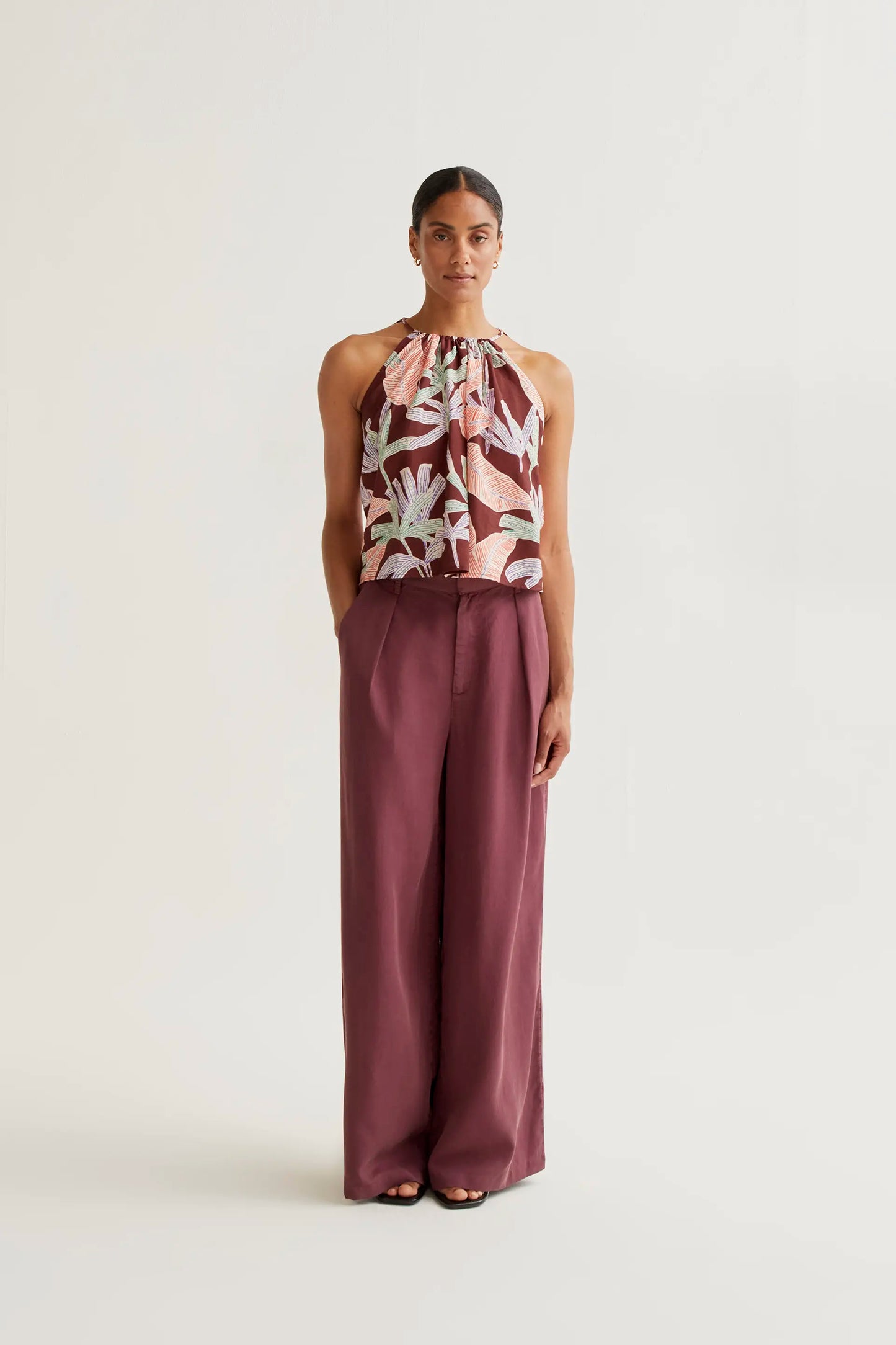 Brown wide leg trousers