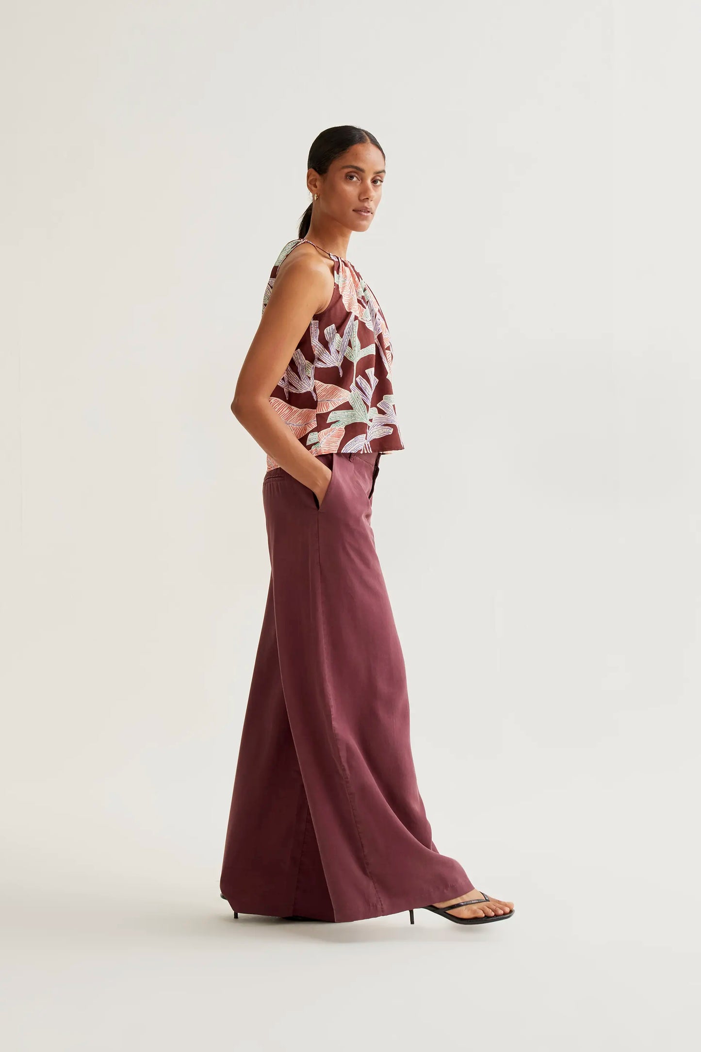 Brown wide leg trousers