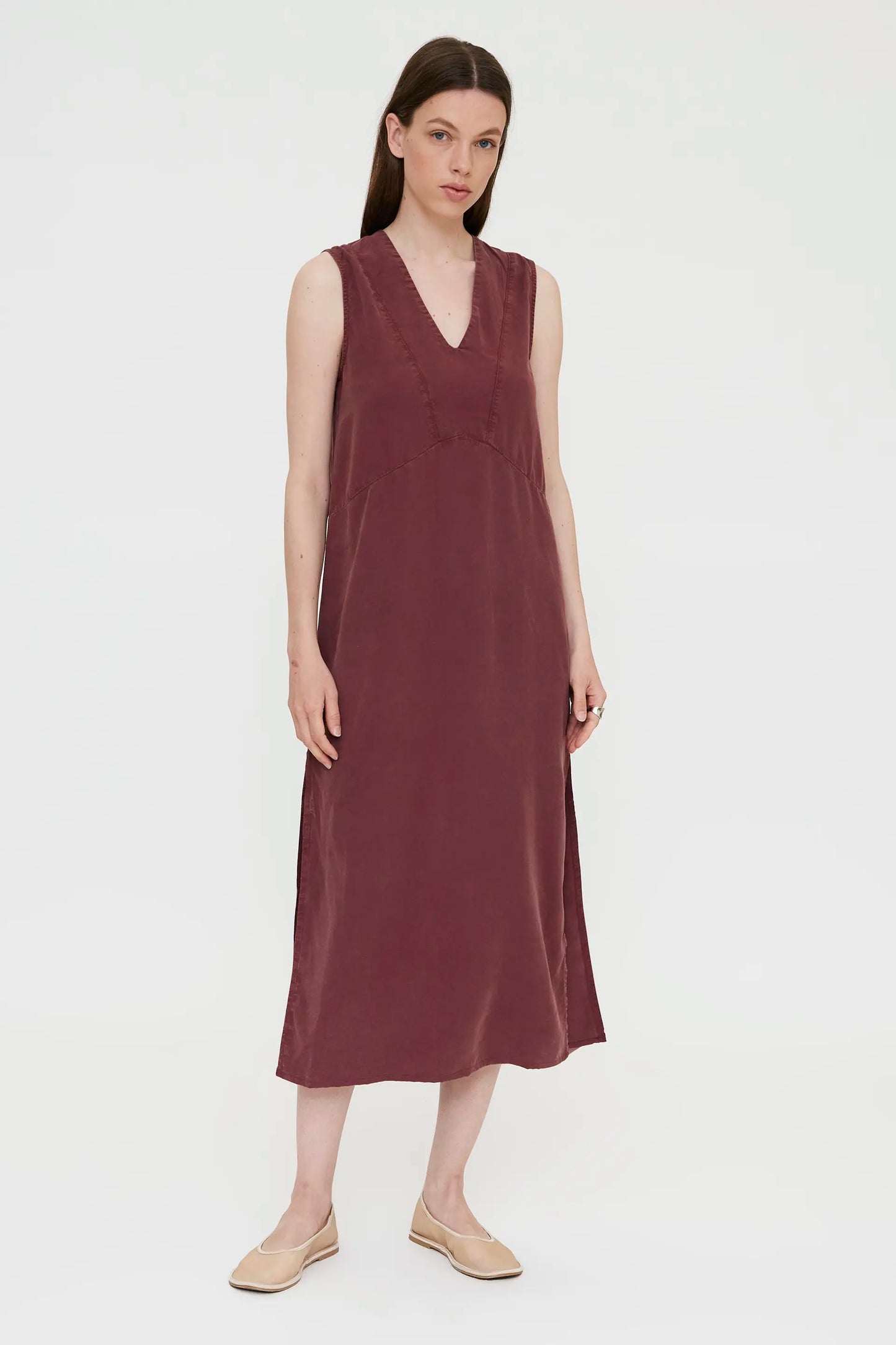 long, flowing brown dress