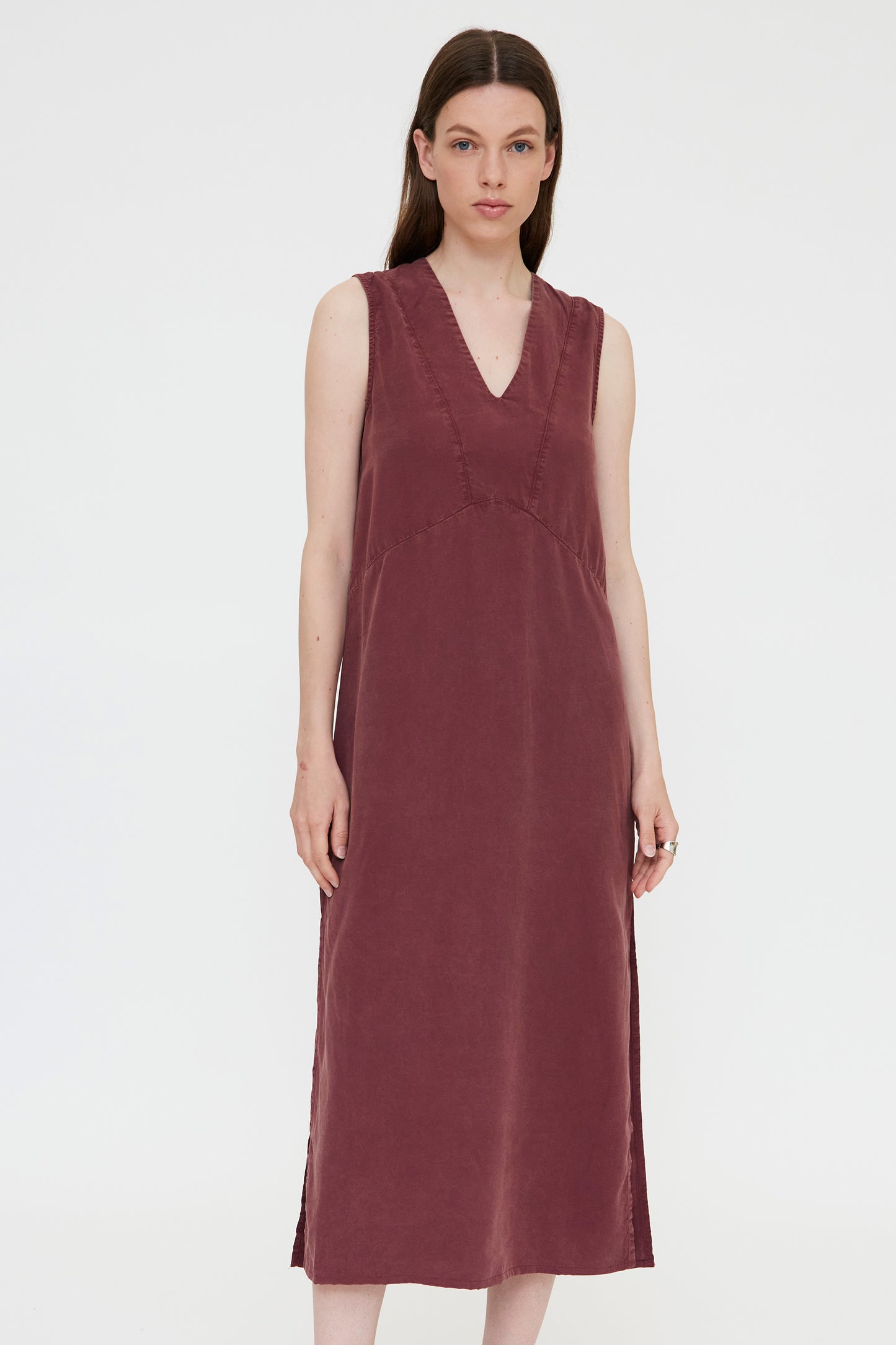 long, flowing brown dress