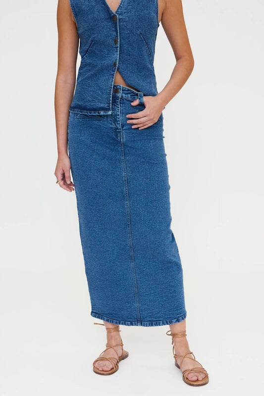 Falda midi vaquero azul