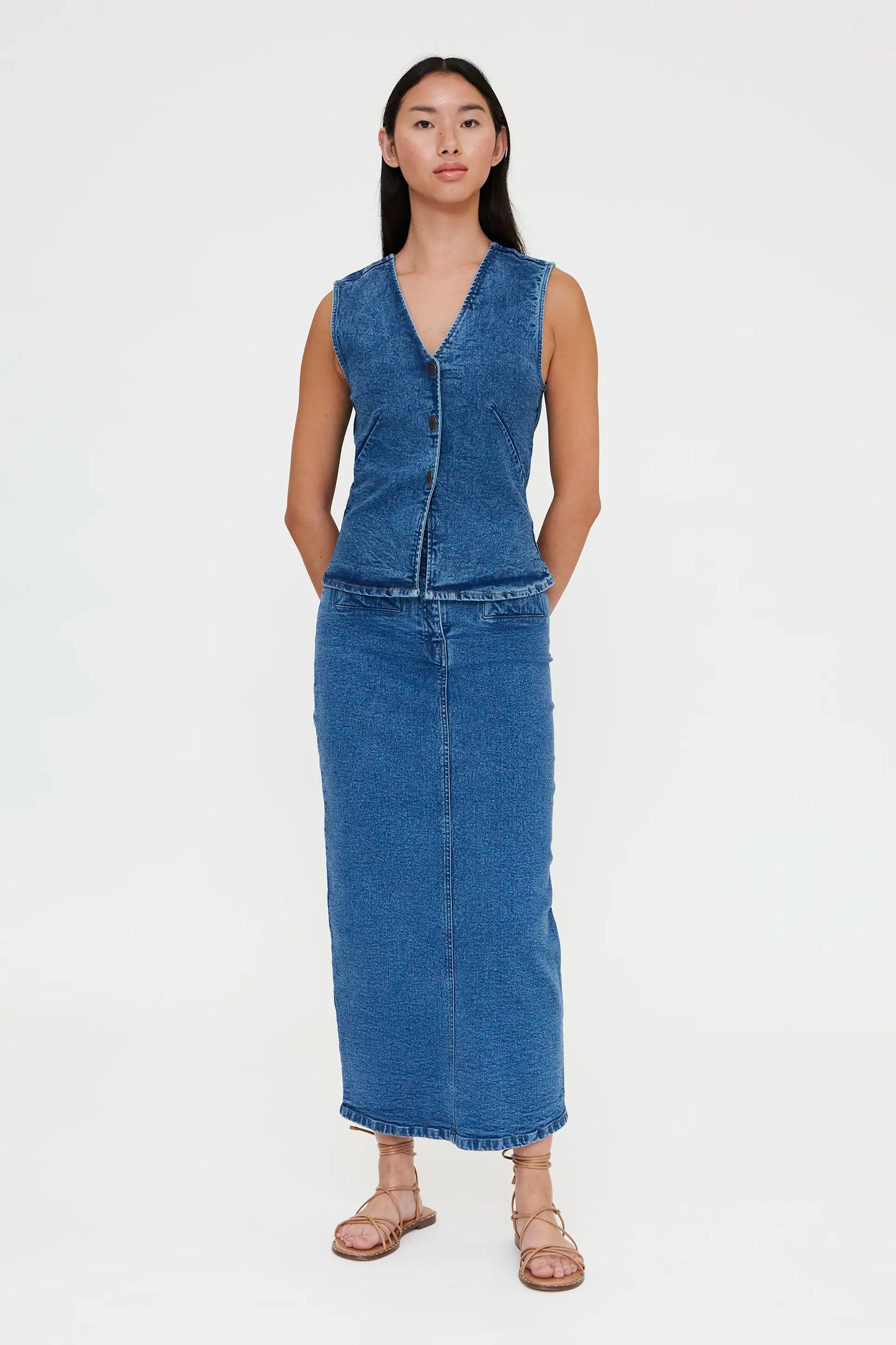 Falda midi vaquero azul