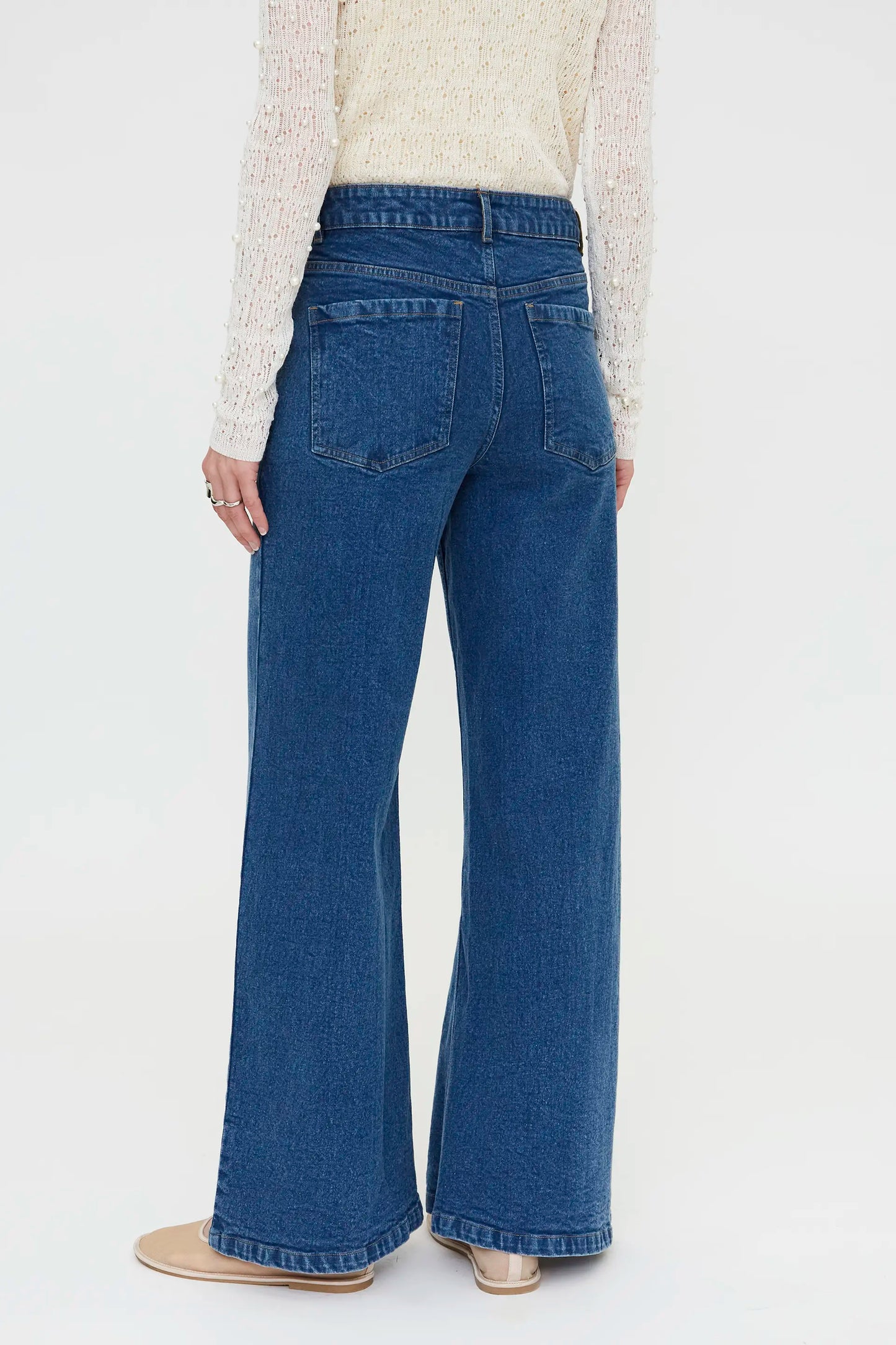 Pantalón vaquero wide leg azul