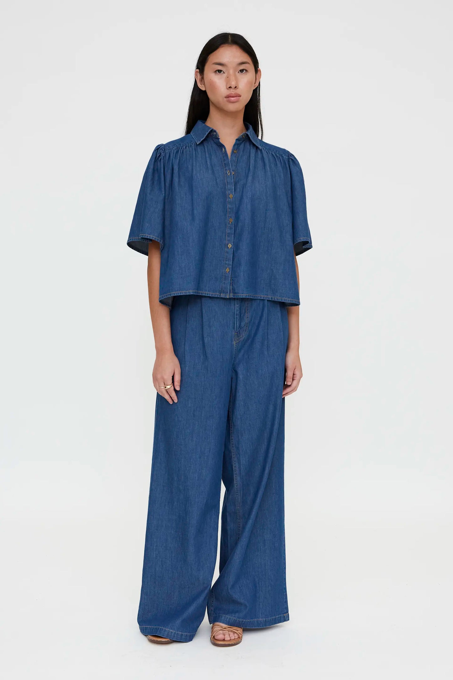 100% cotton chambray pants