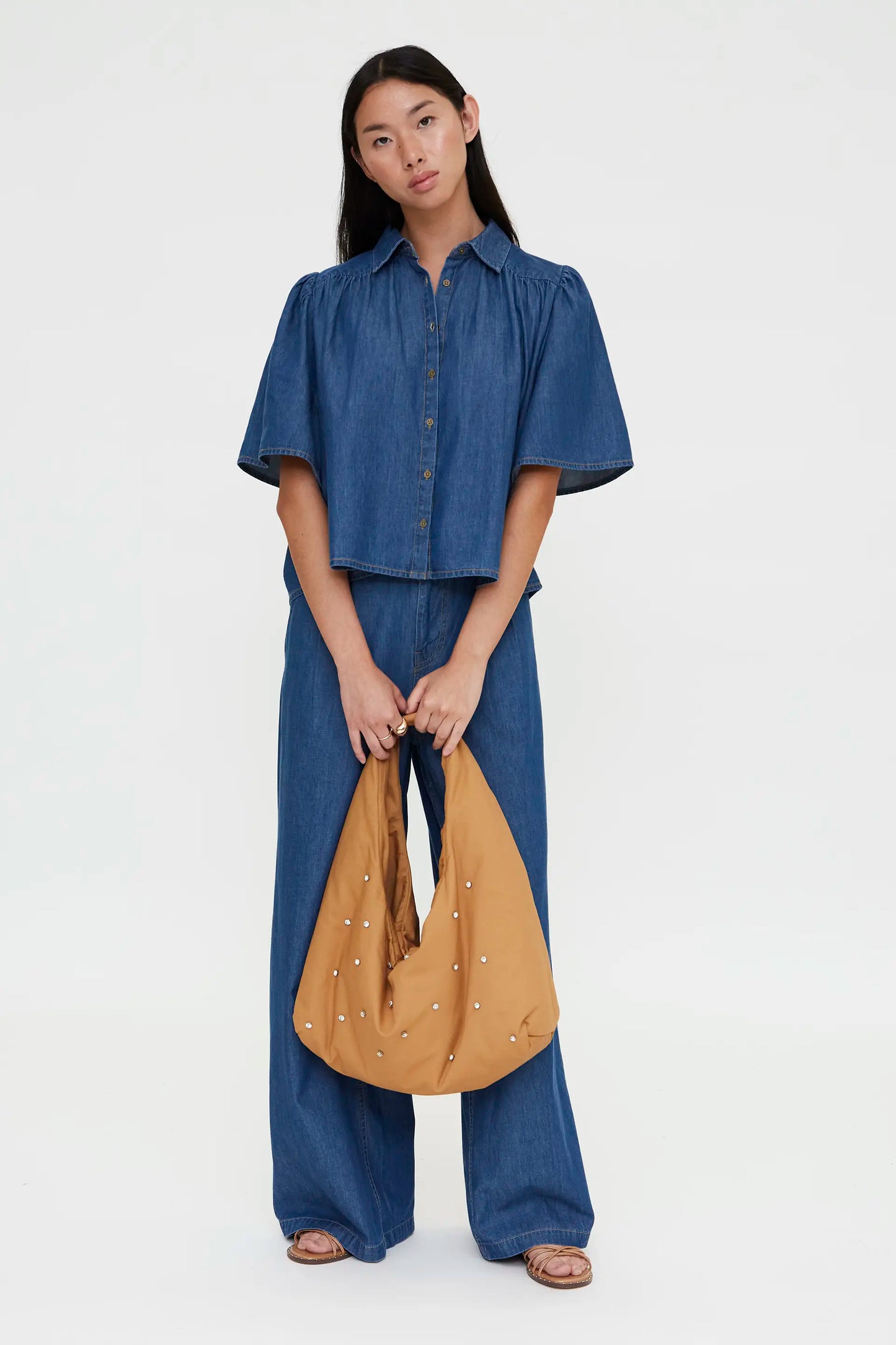 100% cotton chambray pants