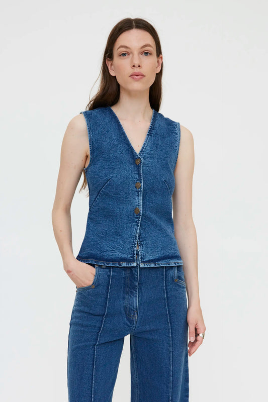 Blue denim vest