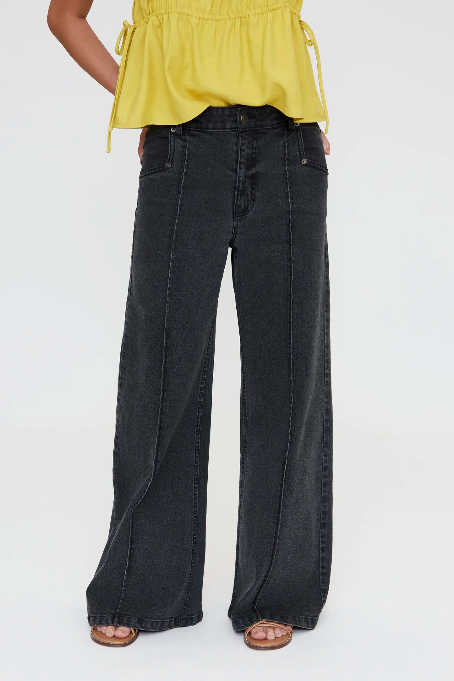 Pantalón vaquero wide leg negro