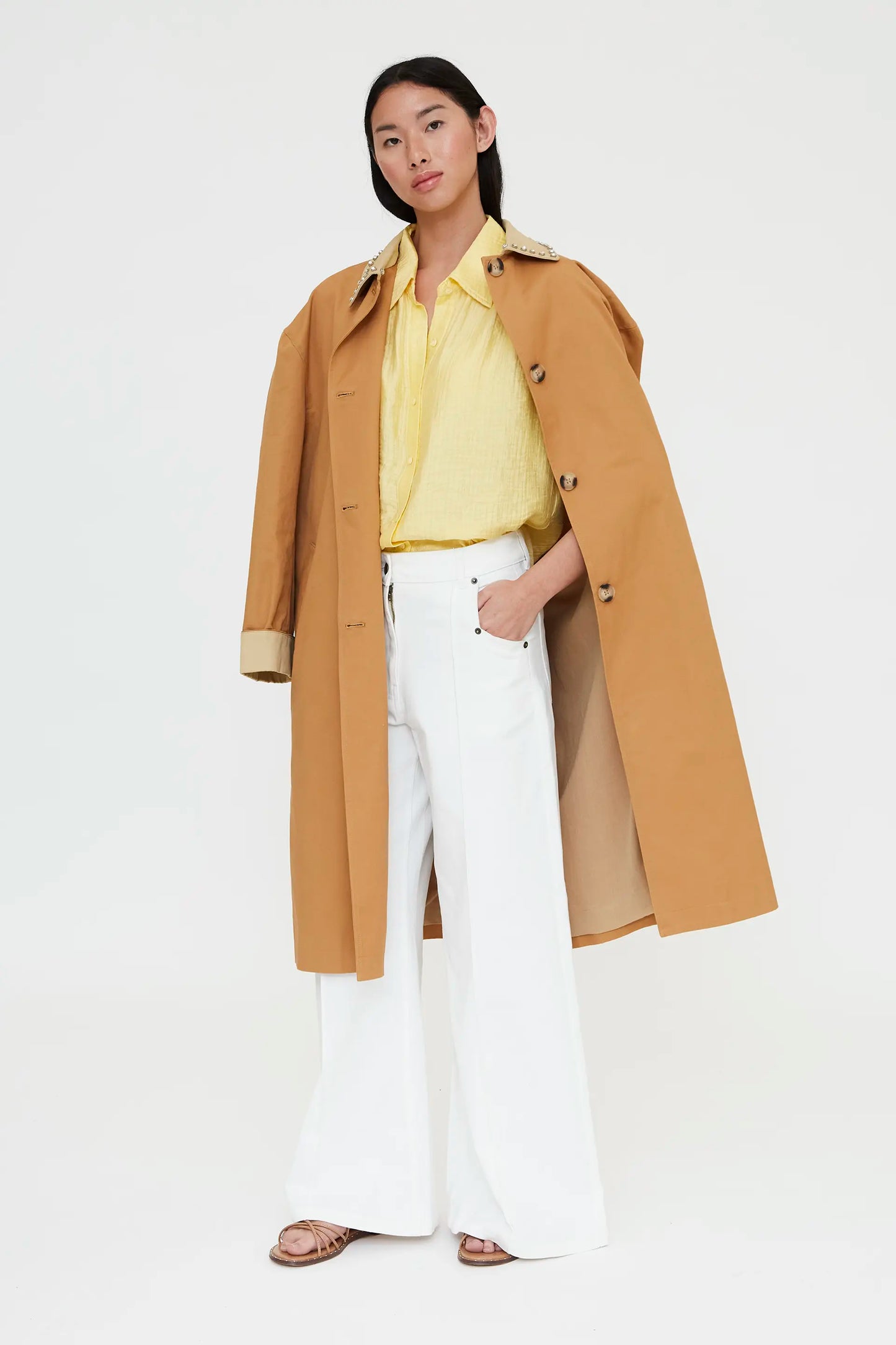 Pantalón vaquero wide leg blanco