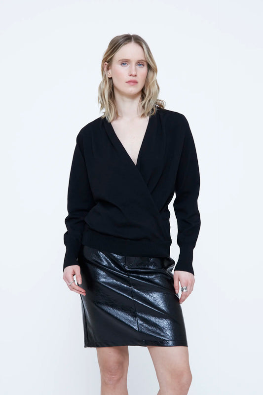 Black wrap-over top
