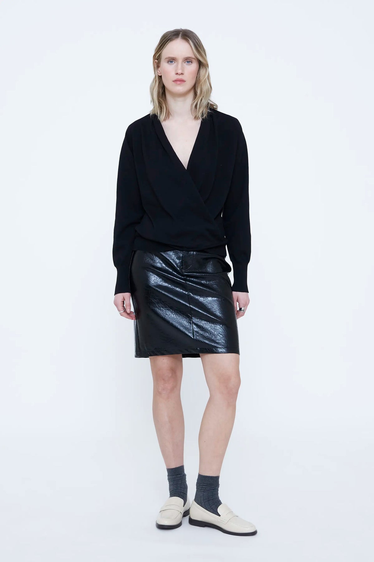 Black wrap-over top