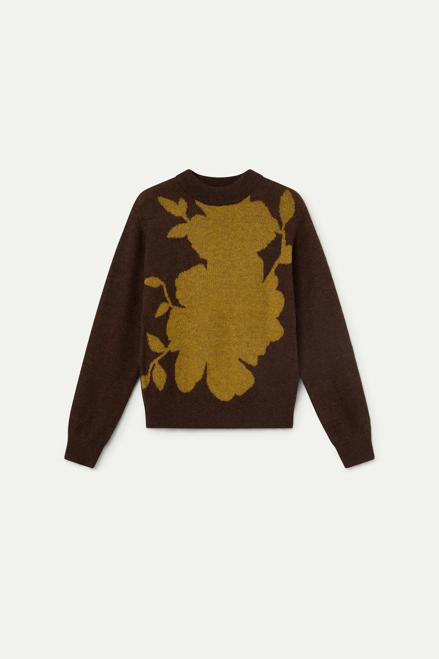 Brown jersey with orange floral print