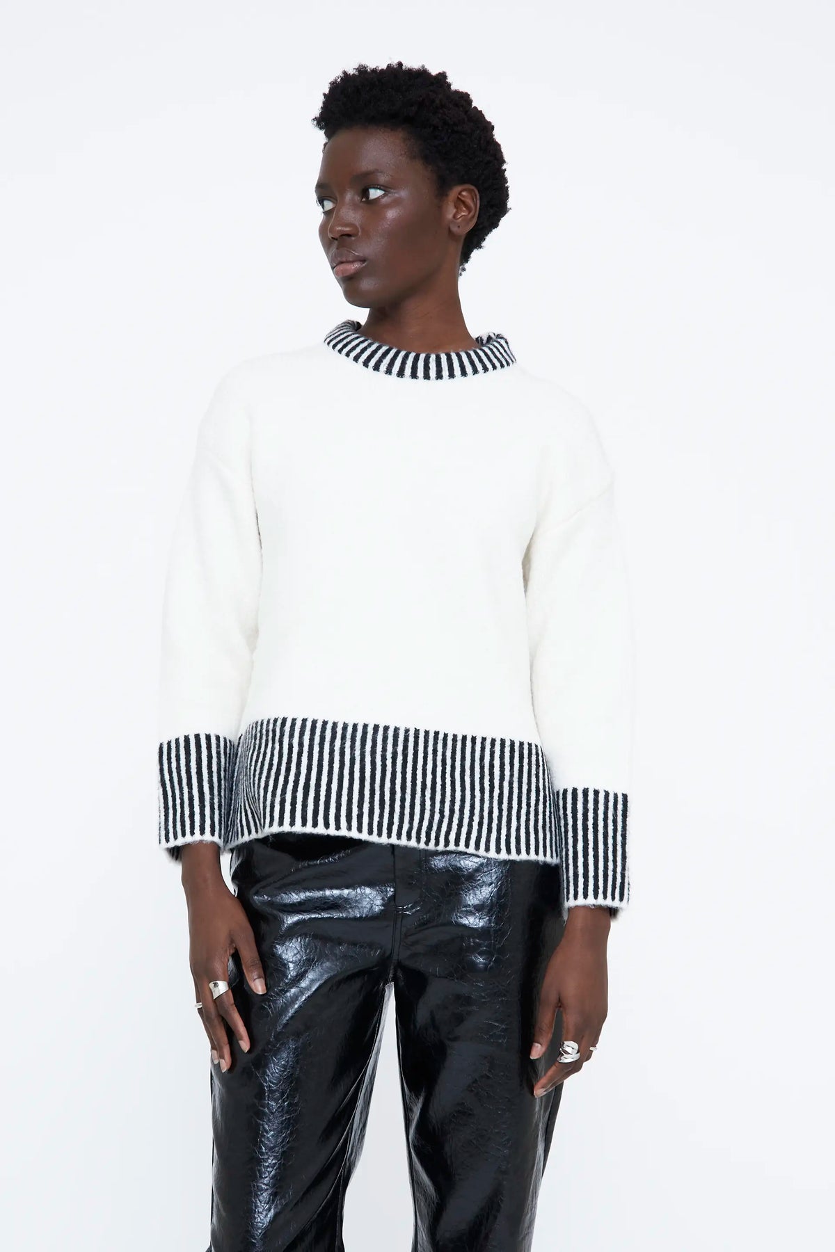 Black geometric print sweater