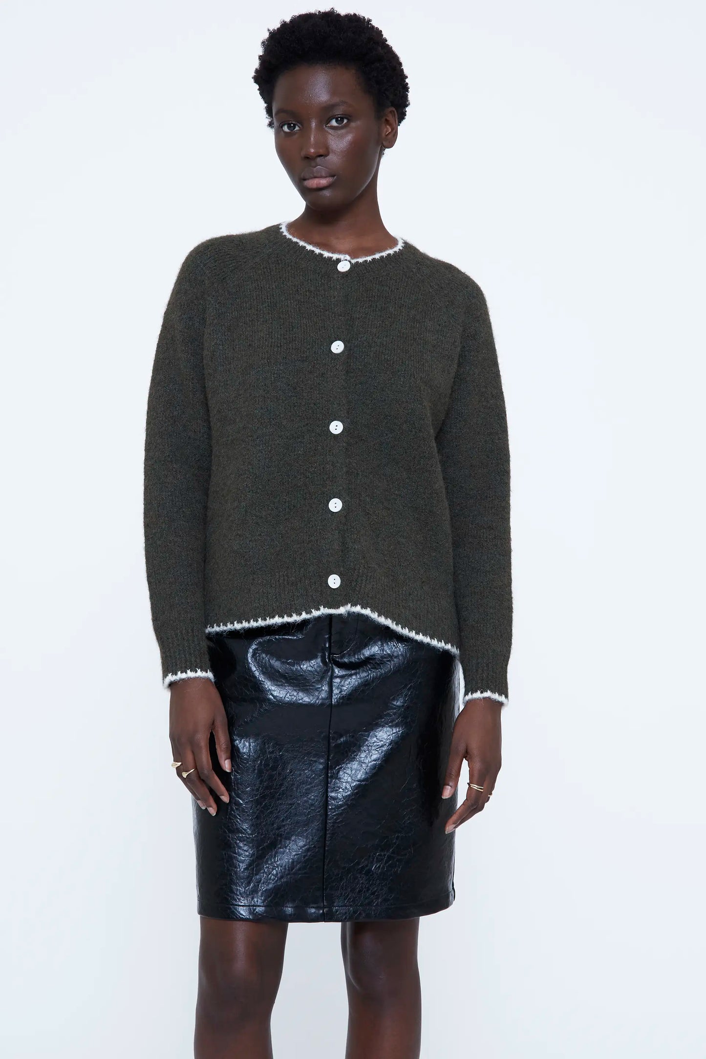Dark green knit cardigan