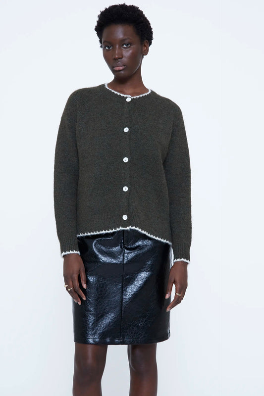 Dark green knit cardigan