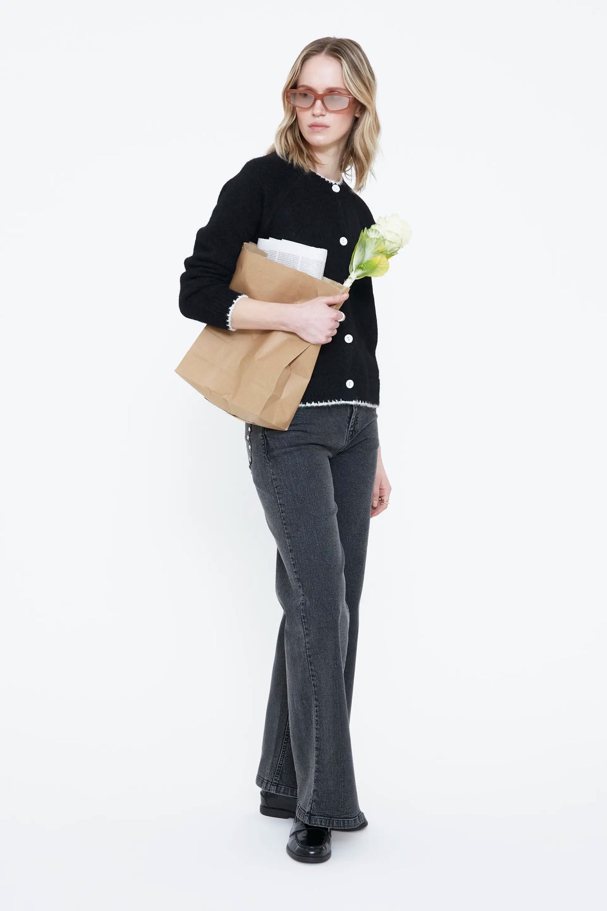 Black knit cardigan