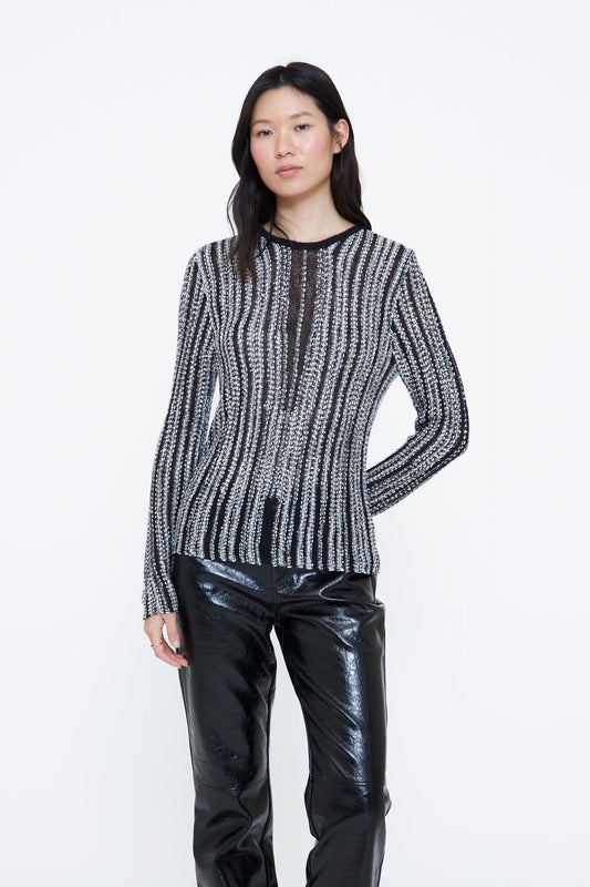 Black knit jersey with silver