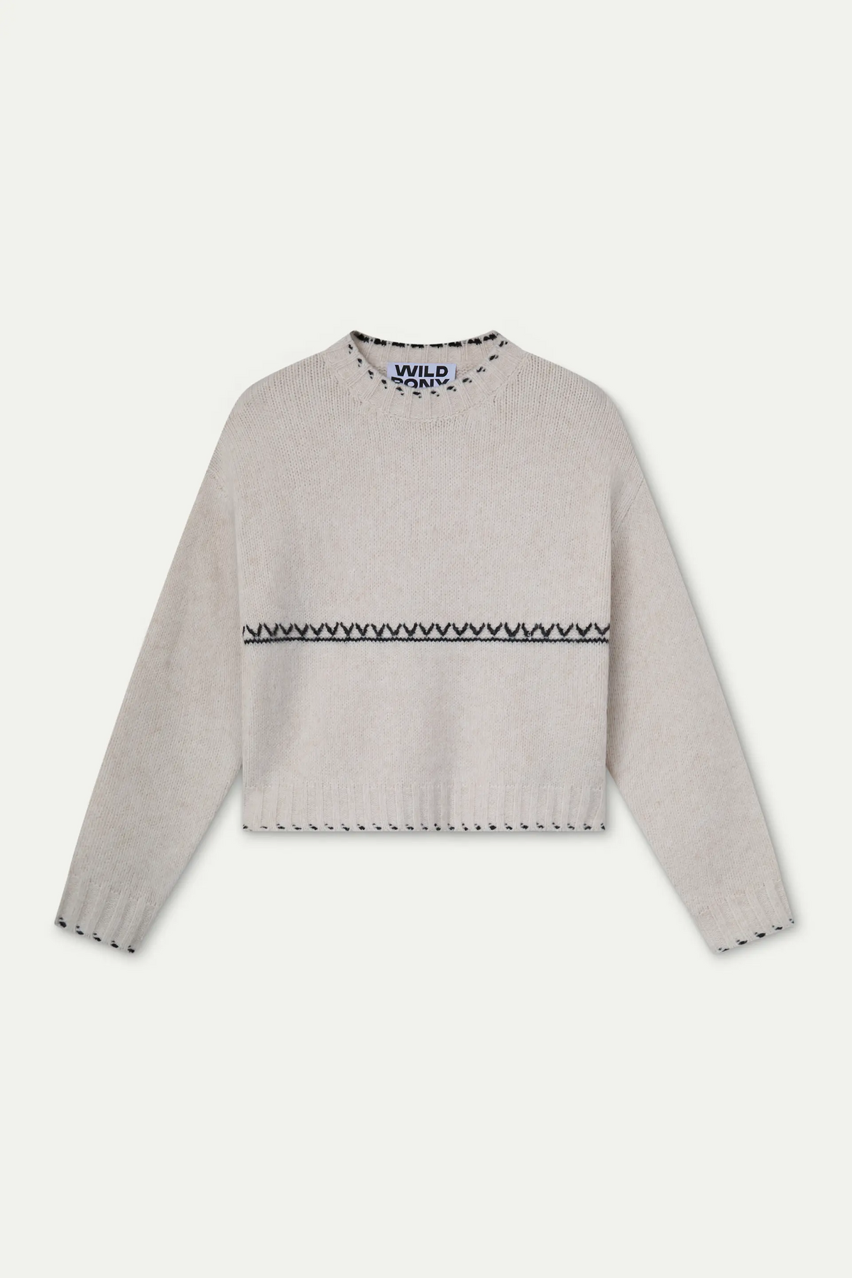 White knit jersey with black details