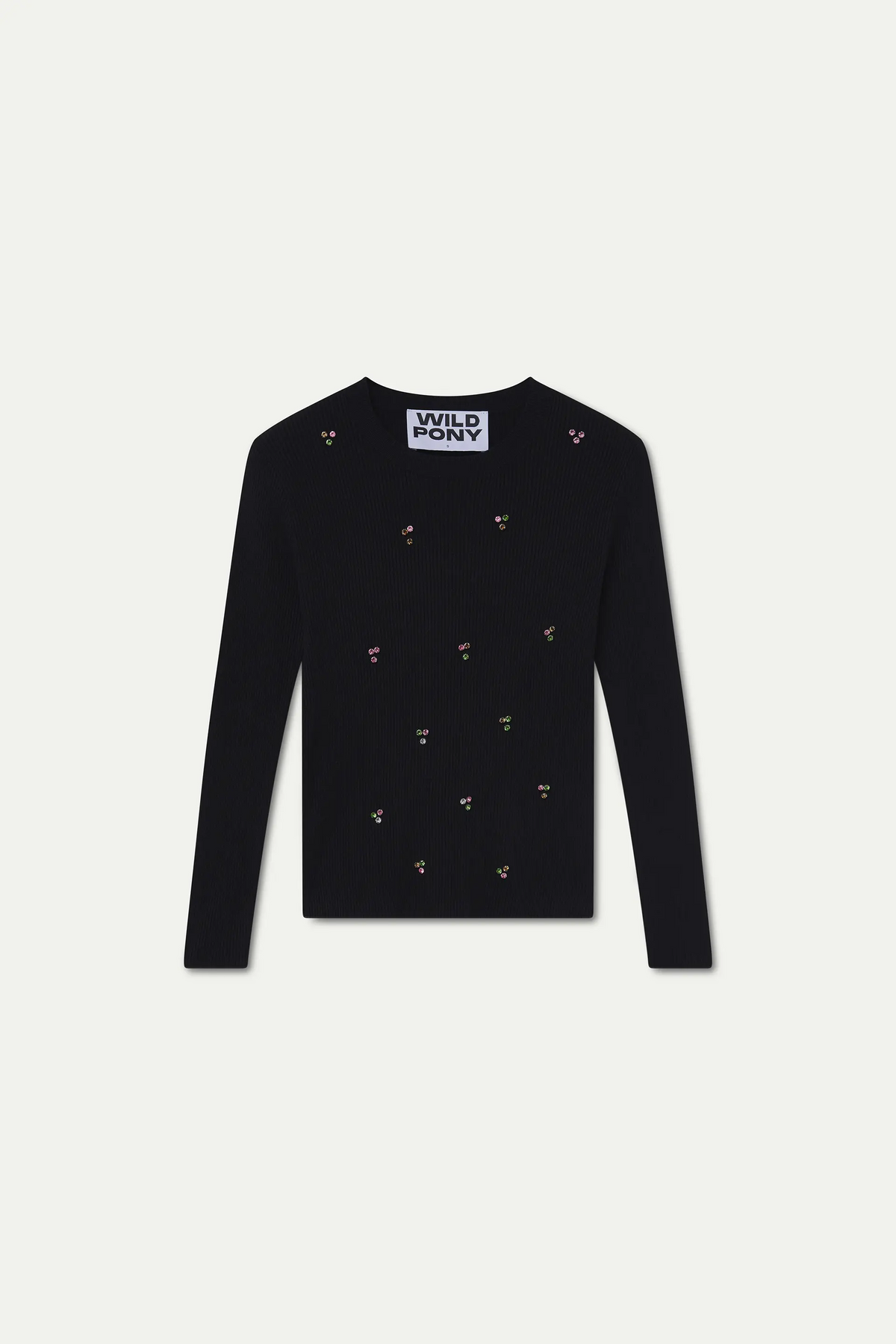 Jersey negro con apliques multicolor