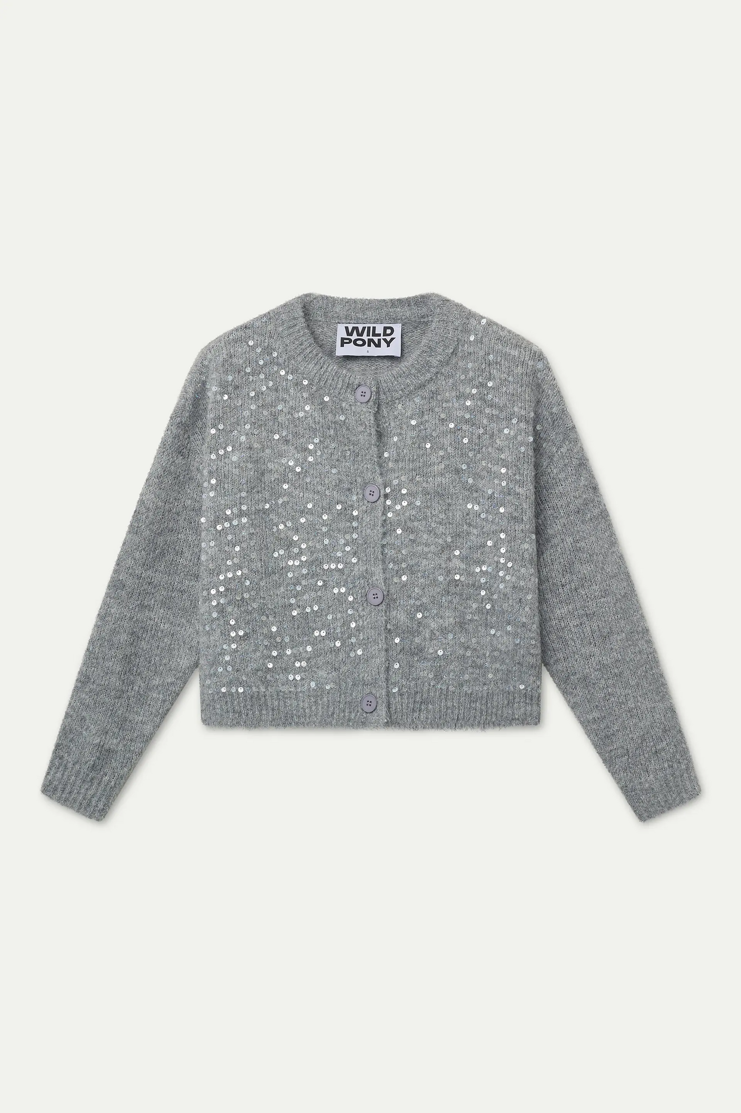 Grey knit cardigan with sequins