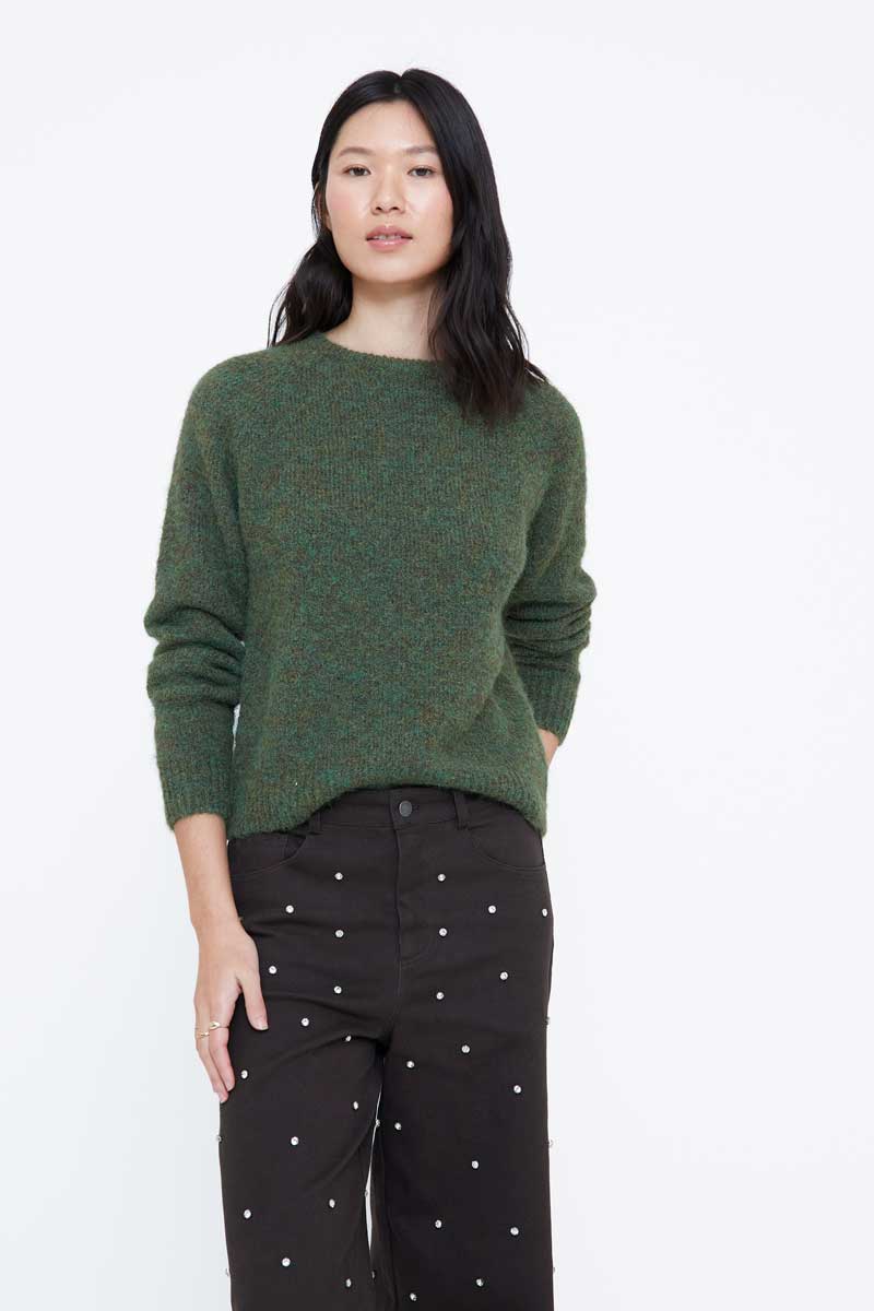 Jersey mezcla lana verde oscuro
