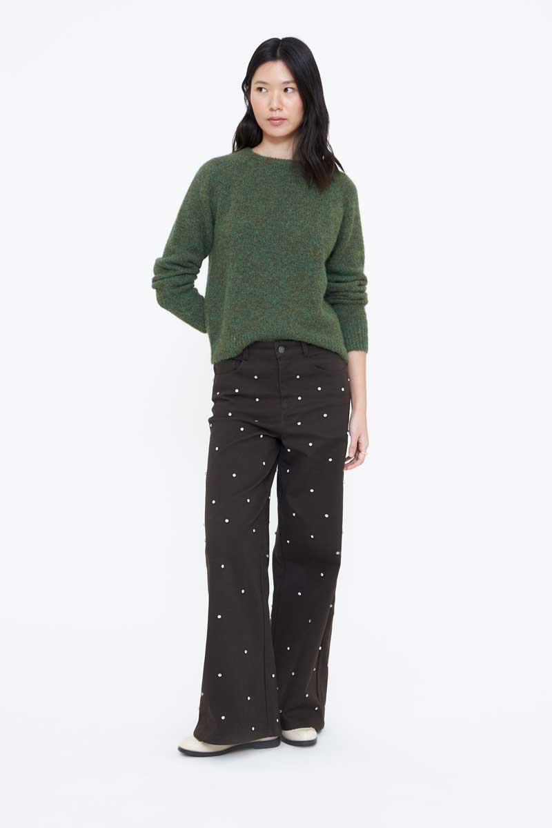 Jersey mezcla lana verde oscuro