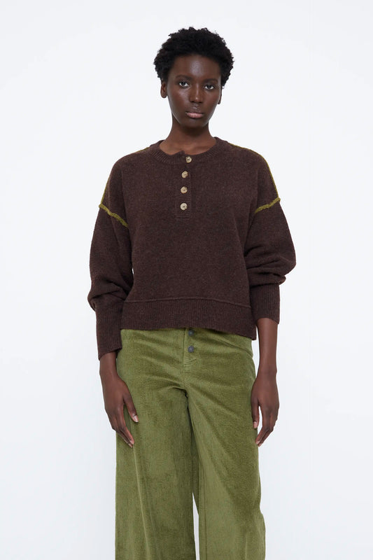 Brown and green wool blend jumper