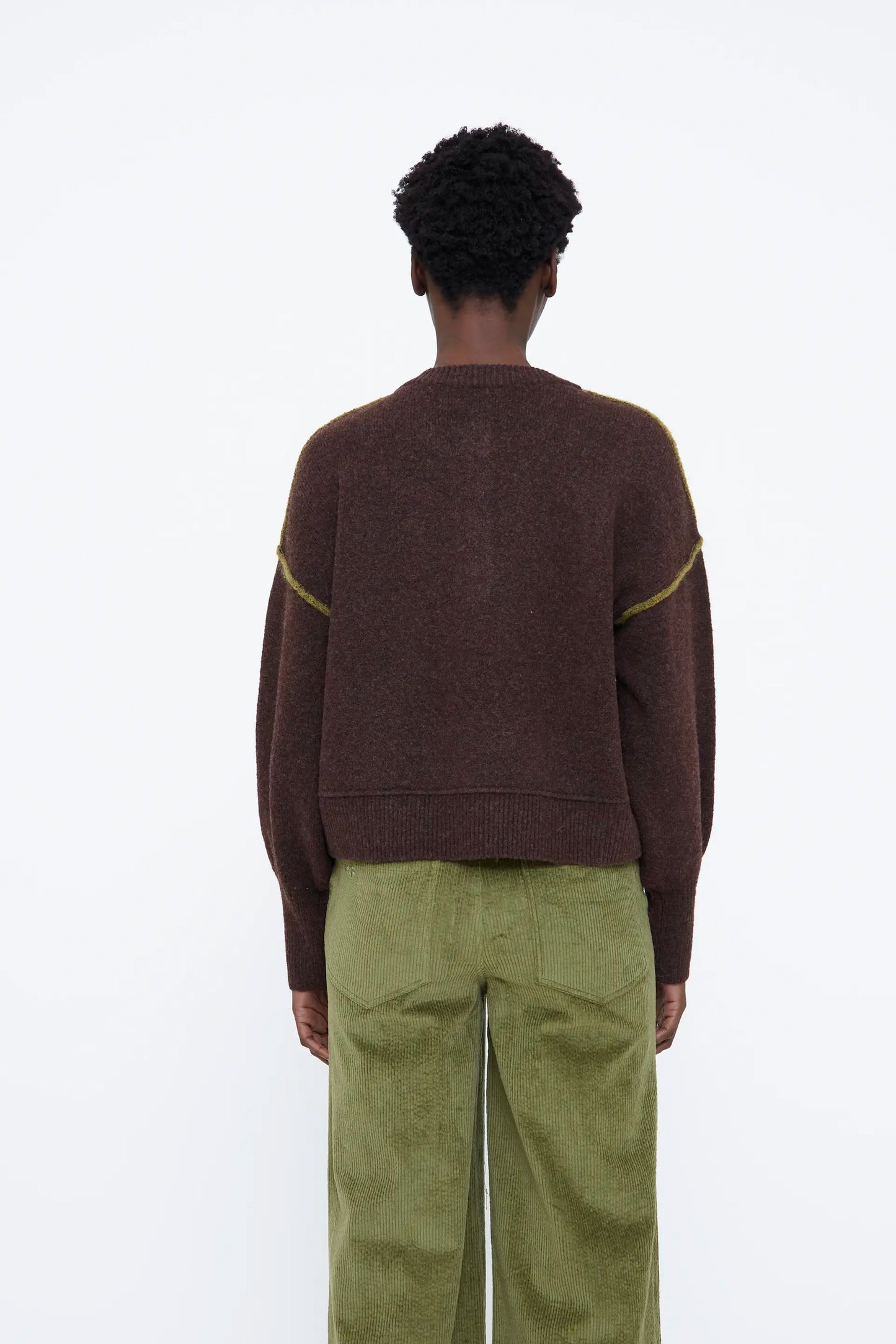 Brown and green wool blend jumper