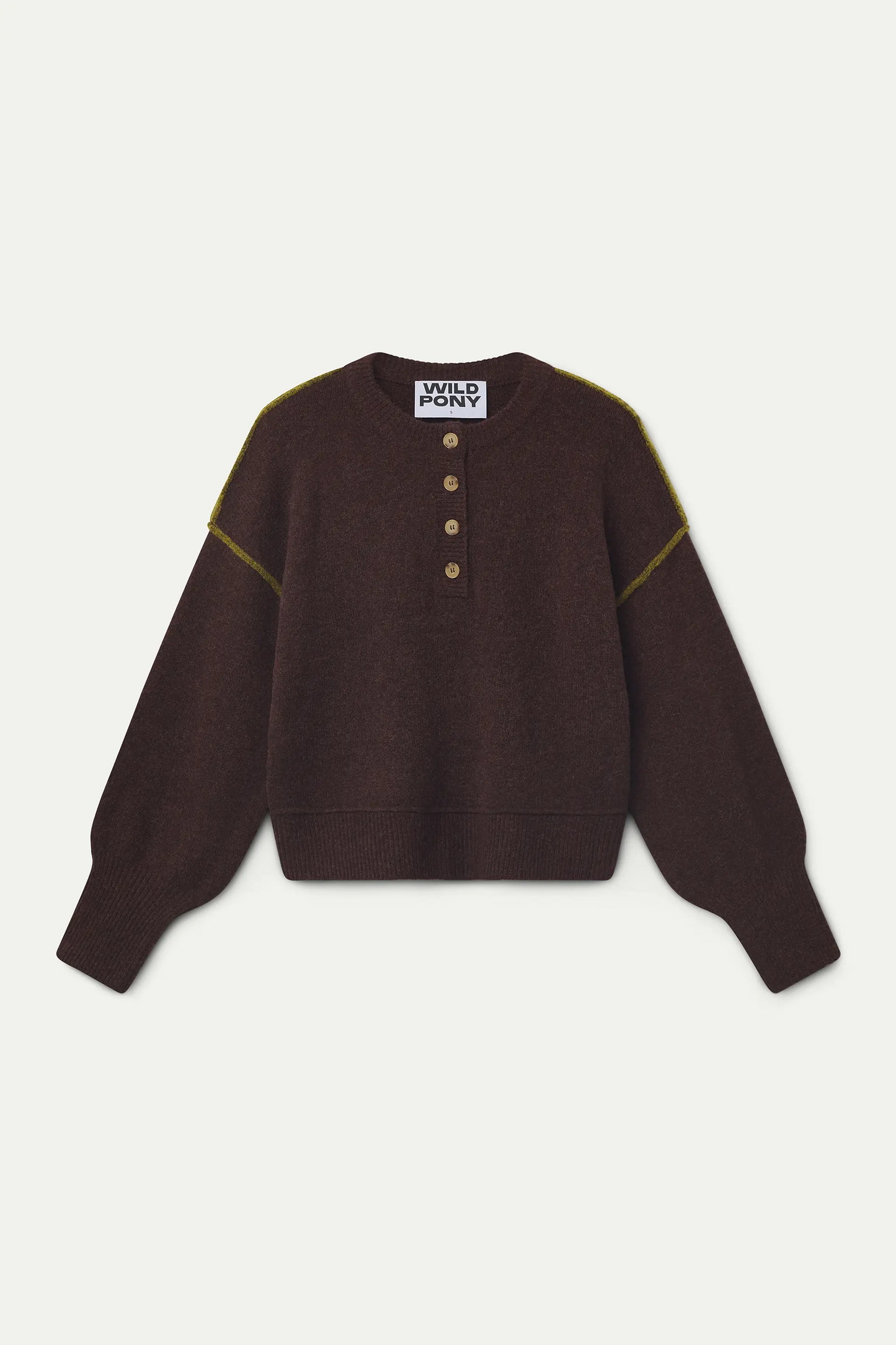 Brown and green wool blend jumper