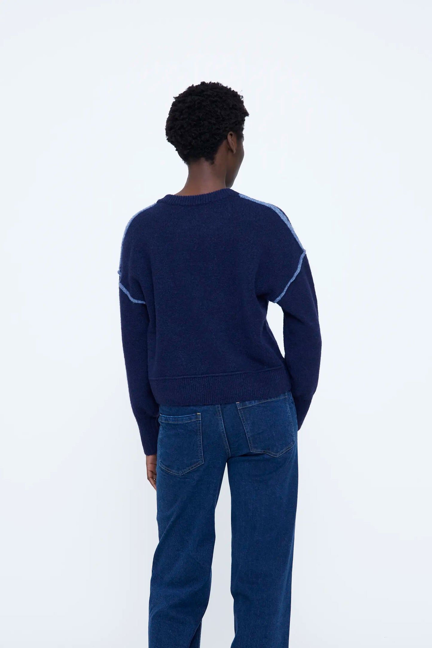 Navy blue wool blend sweater