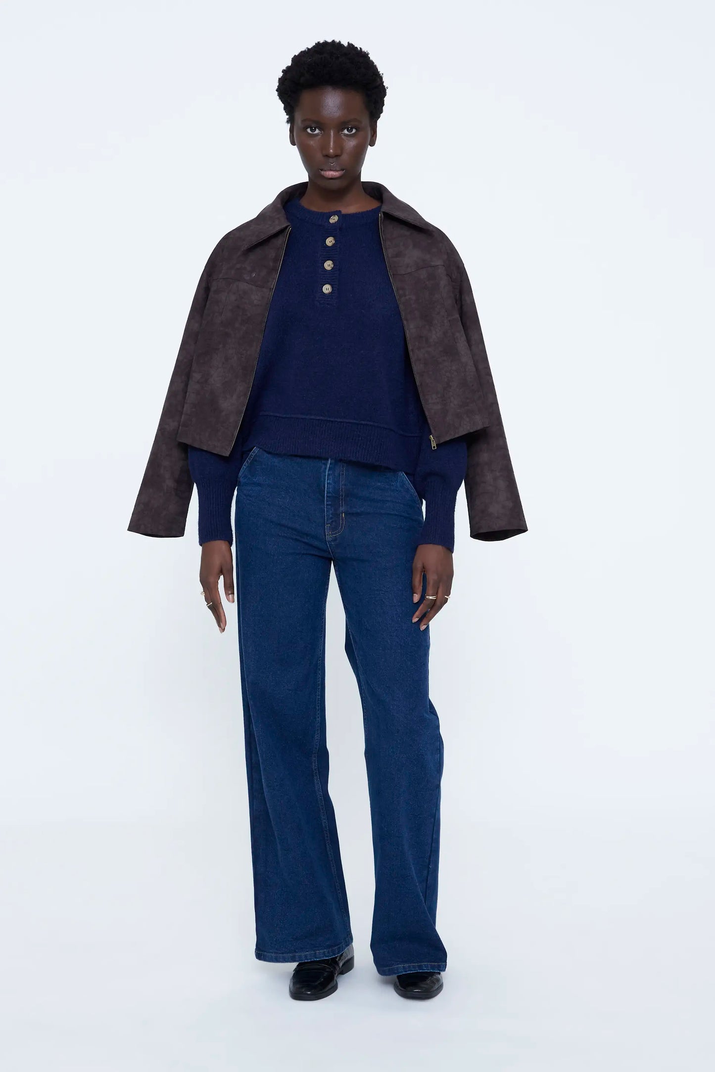 Navy blue wool blend sweater
