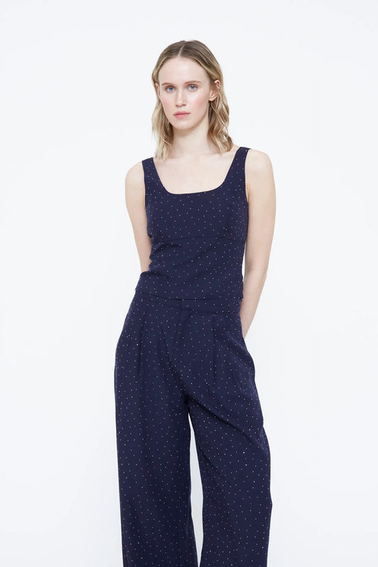Top azul marino con apliques