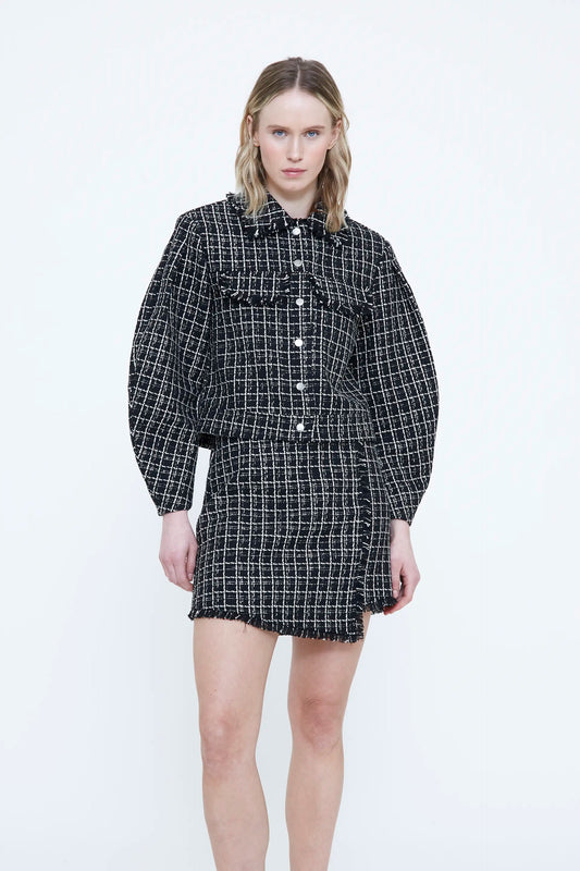 Black tweed jacket with frayed details