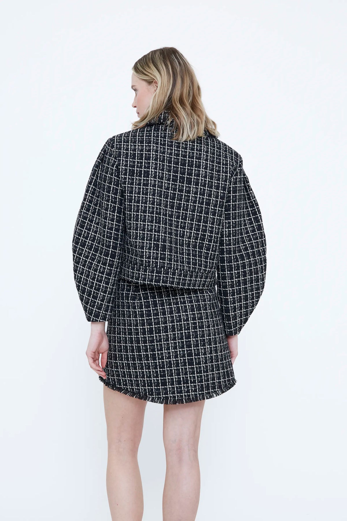 Black tweed jacket with frayed details