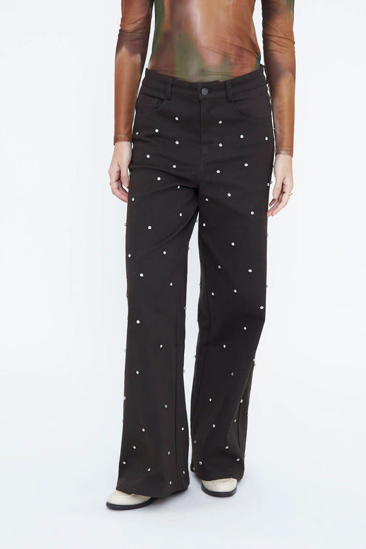 Pantalón vaquero verde oscura con apliques