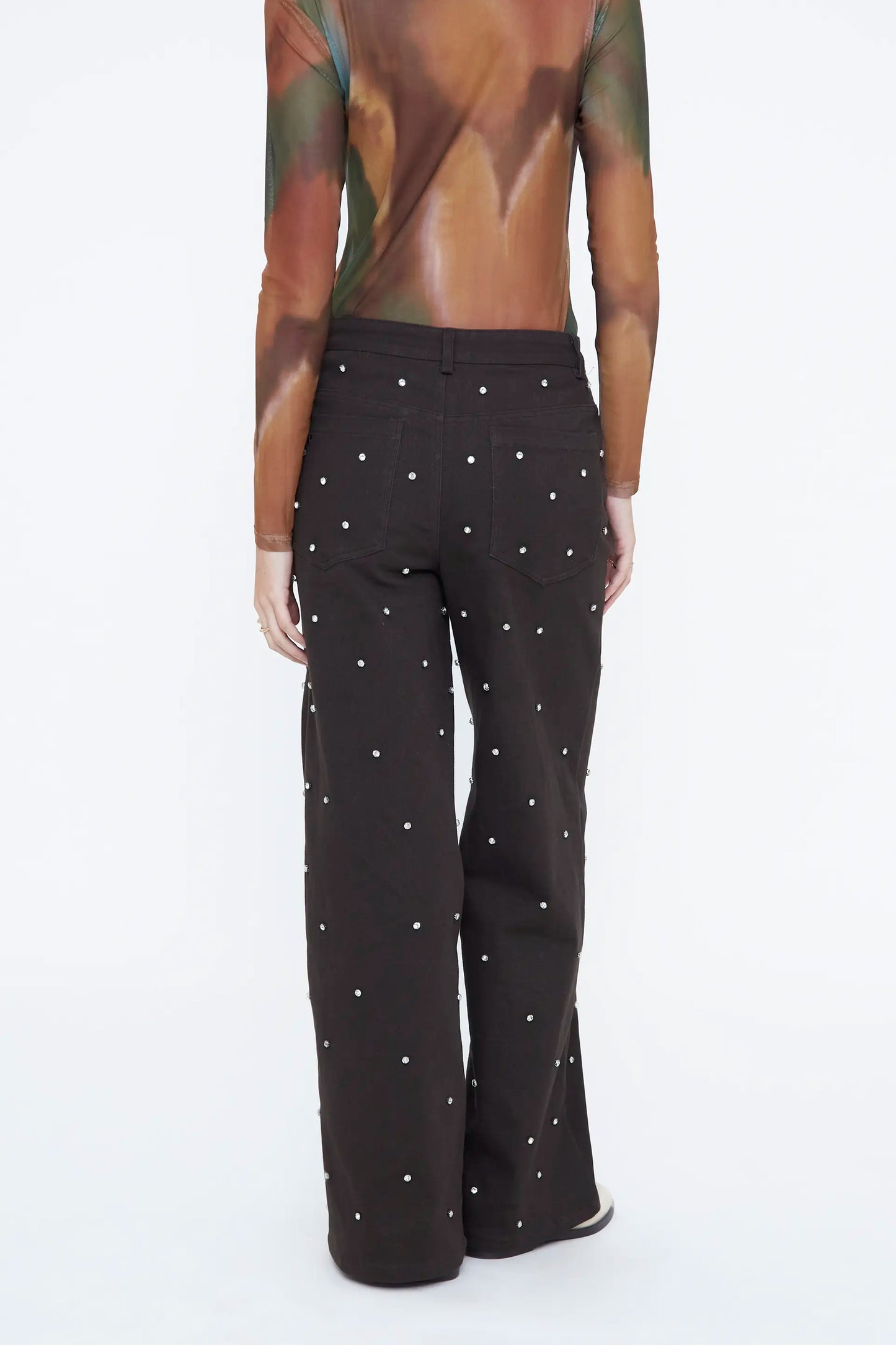 Pantalón vaquero verde oscura con apliques