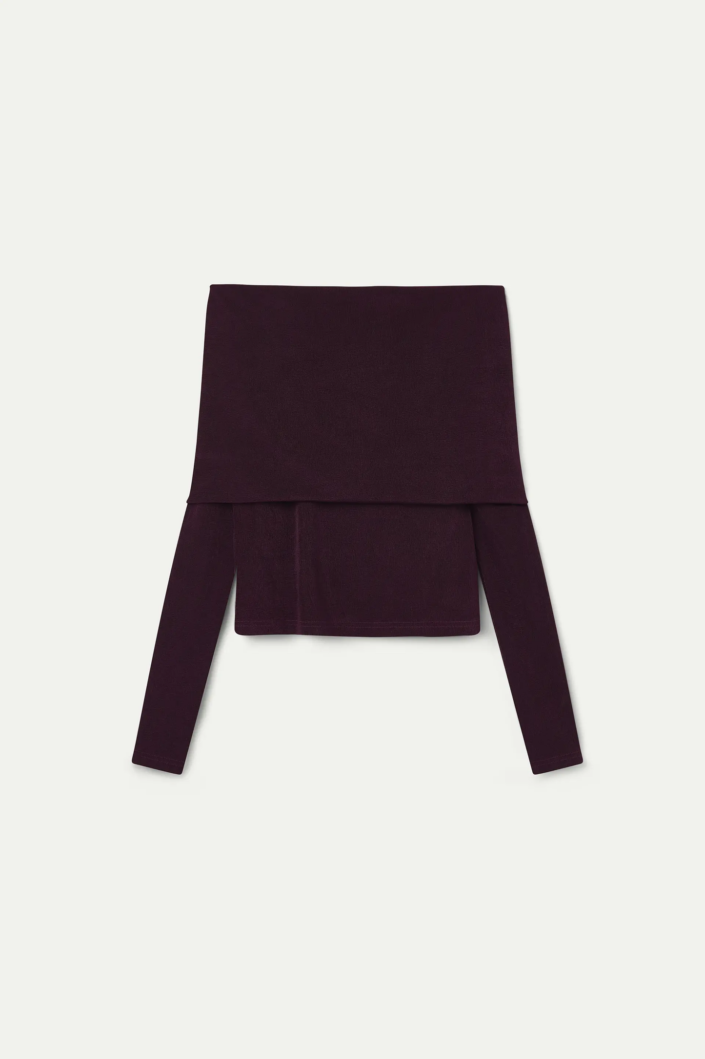 Top cuello barco burdeos
