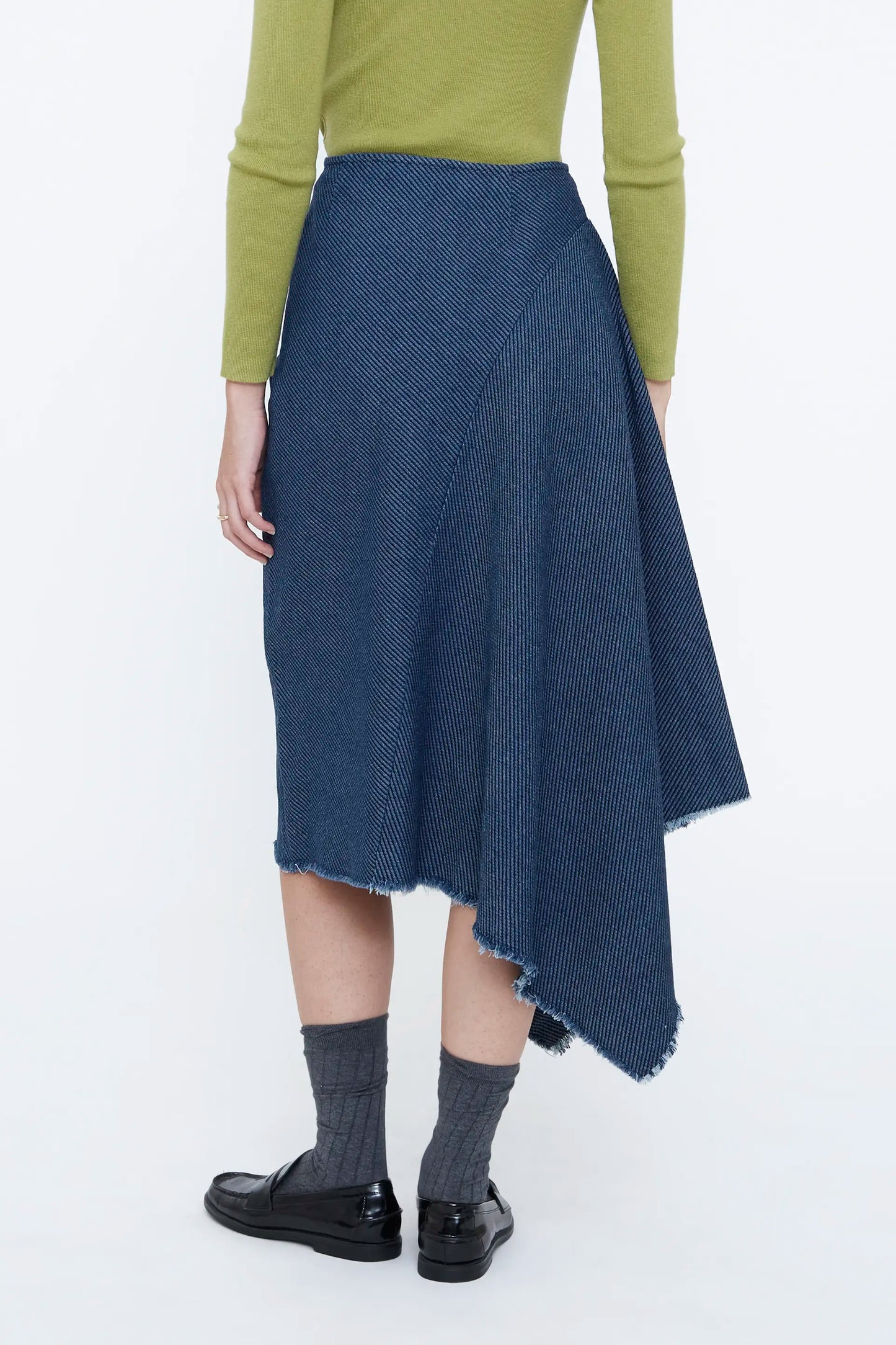 Falda midi vaquera azul marino