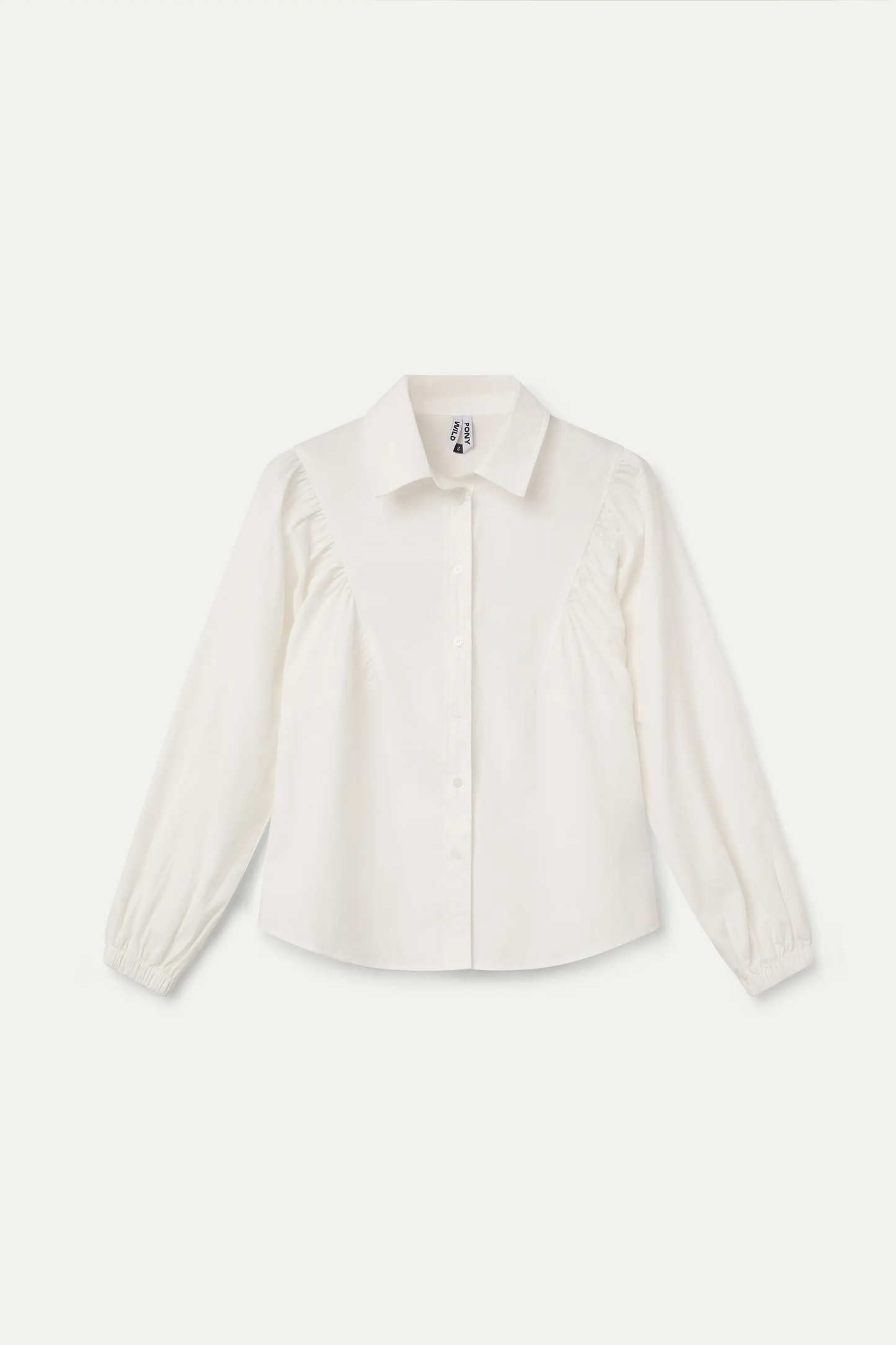 Camisa blanca 100% algodón con fruncido suave