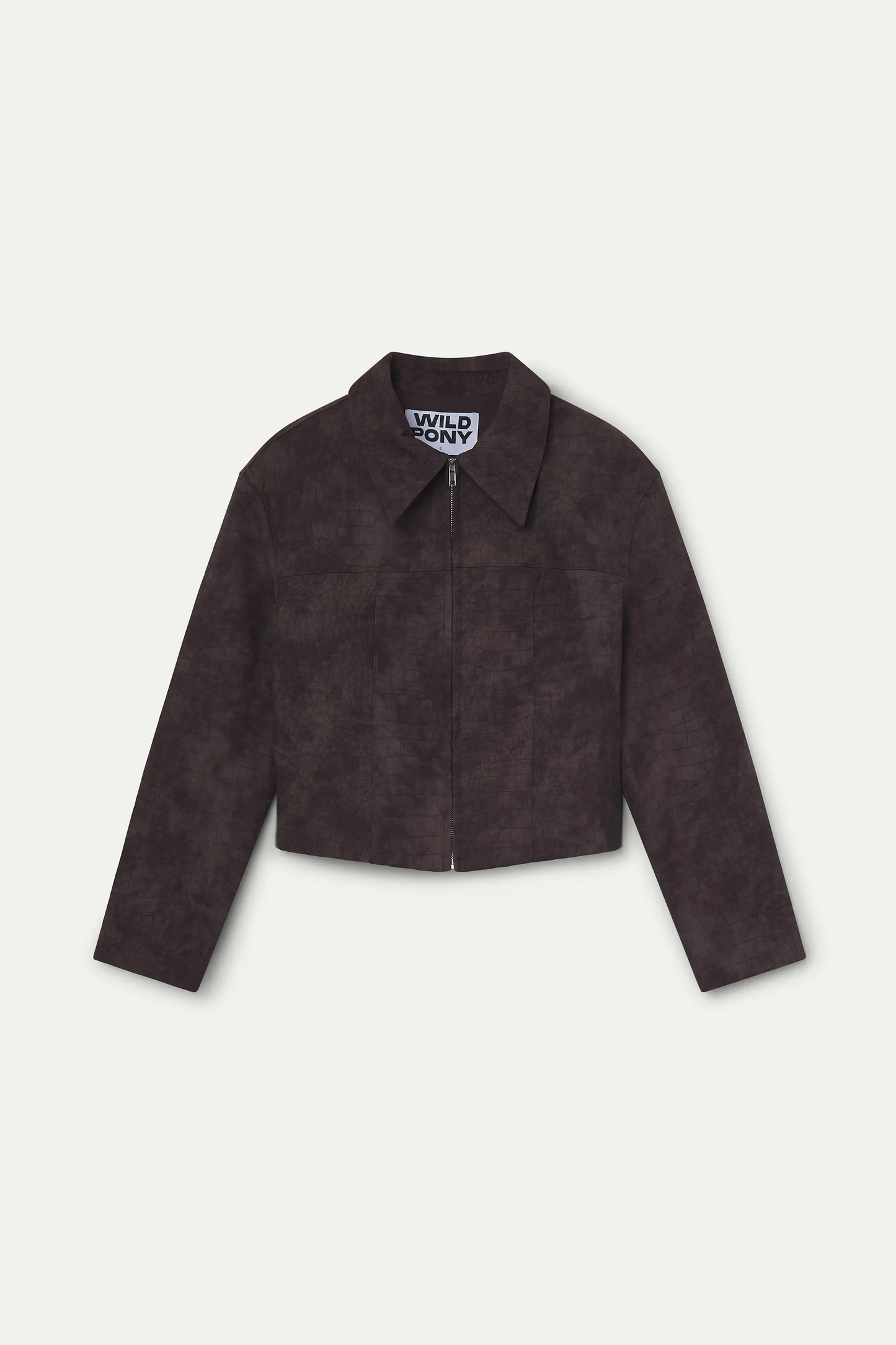 Chaqueta piel efecto cocodrilo marrón