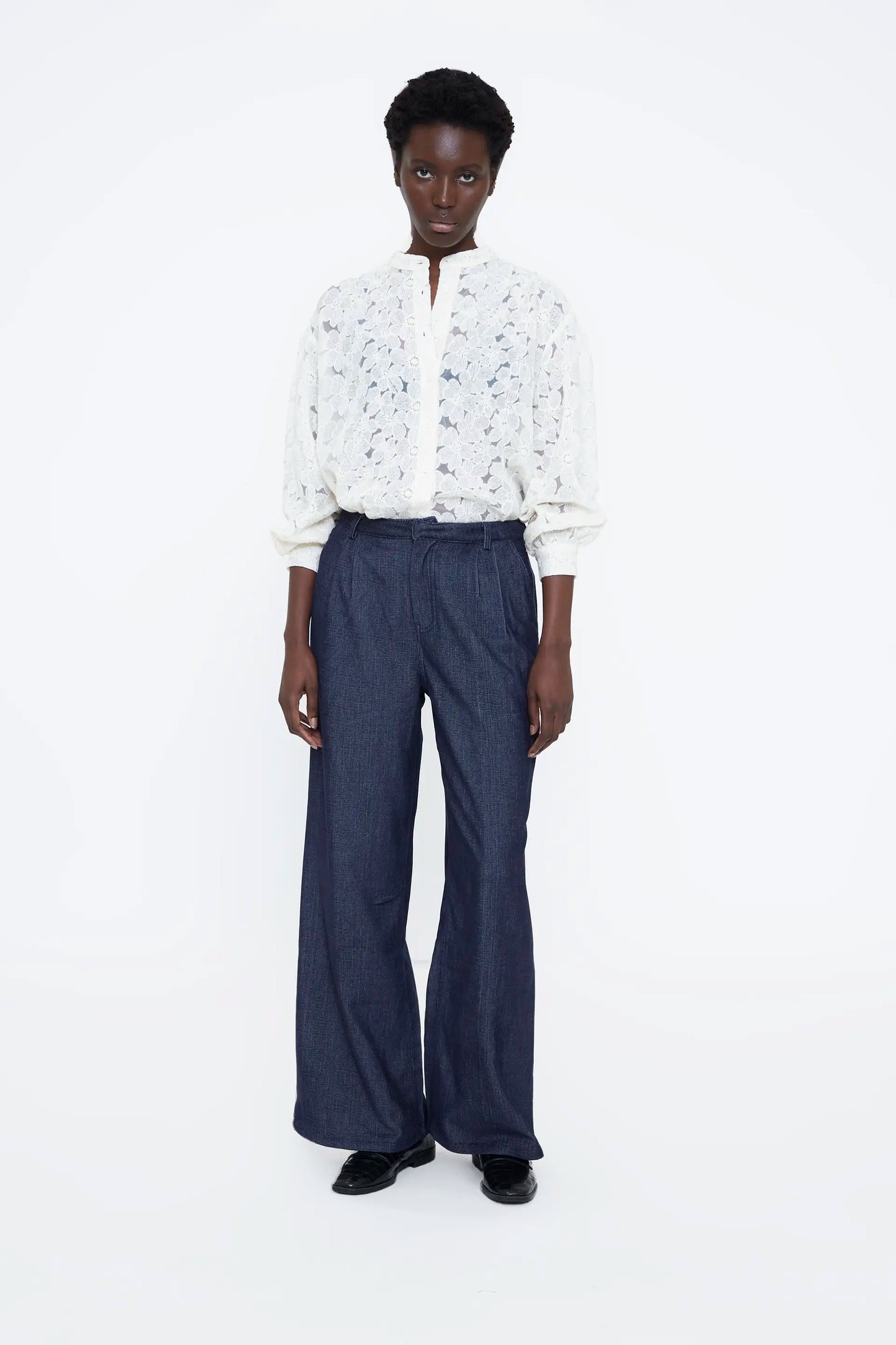 Navy blue trousers