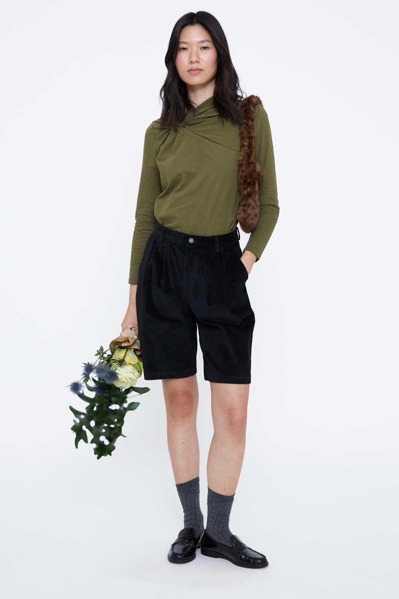 Shorts de pana negro