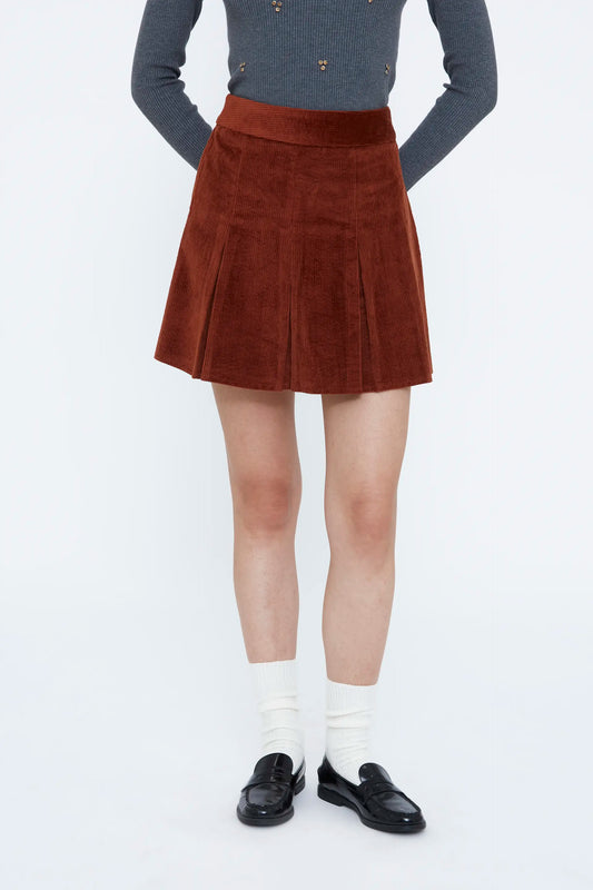Brown corduroy mini skirt