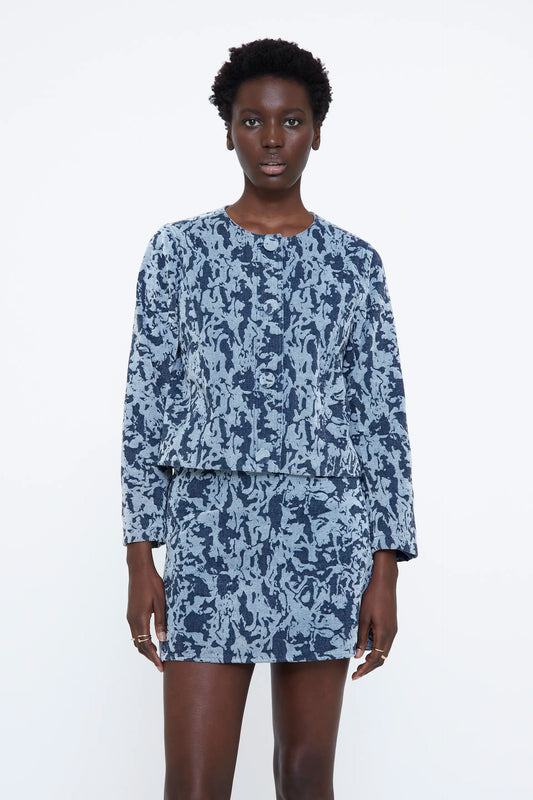 Chaqueta jacquard azul marino