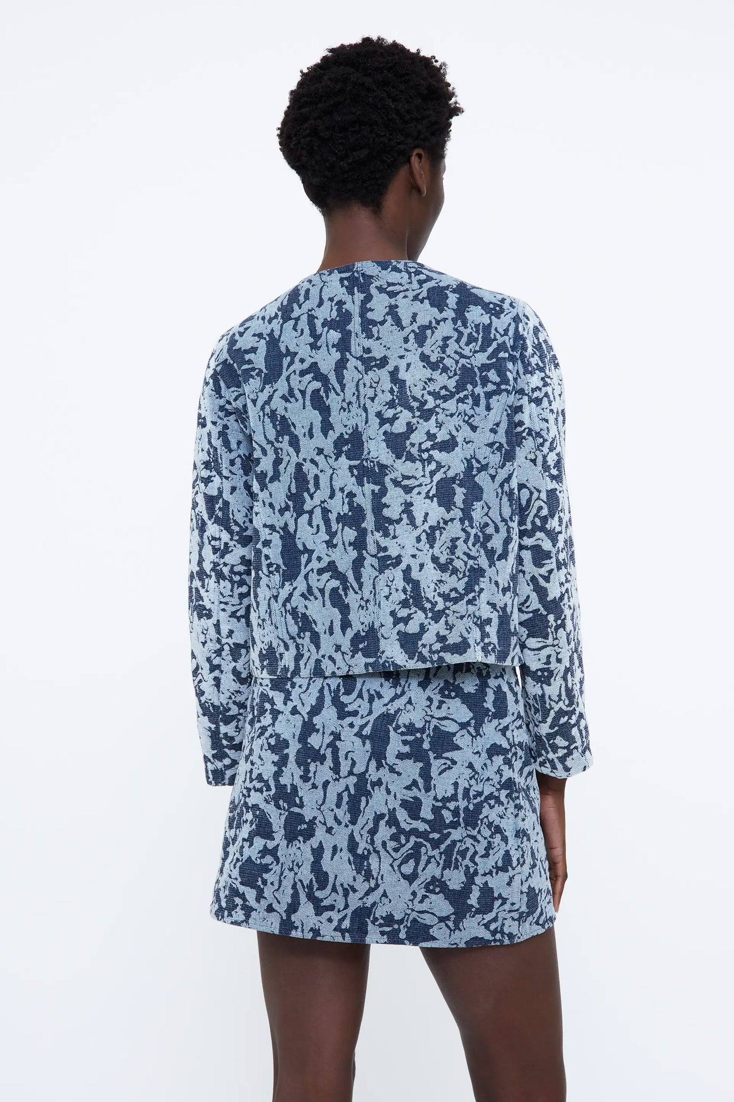 Chaqueta jacquard azul marino